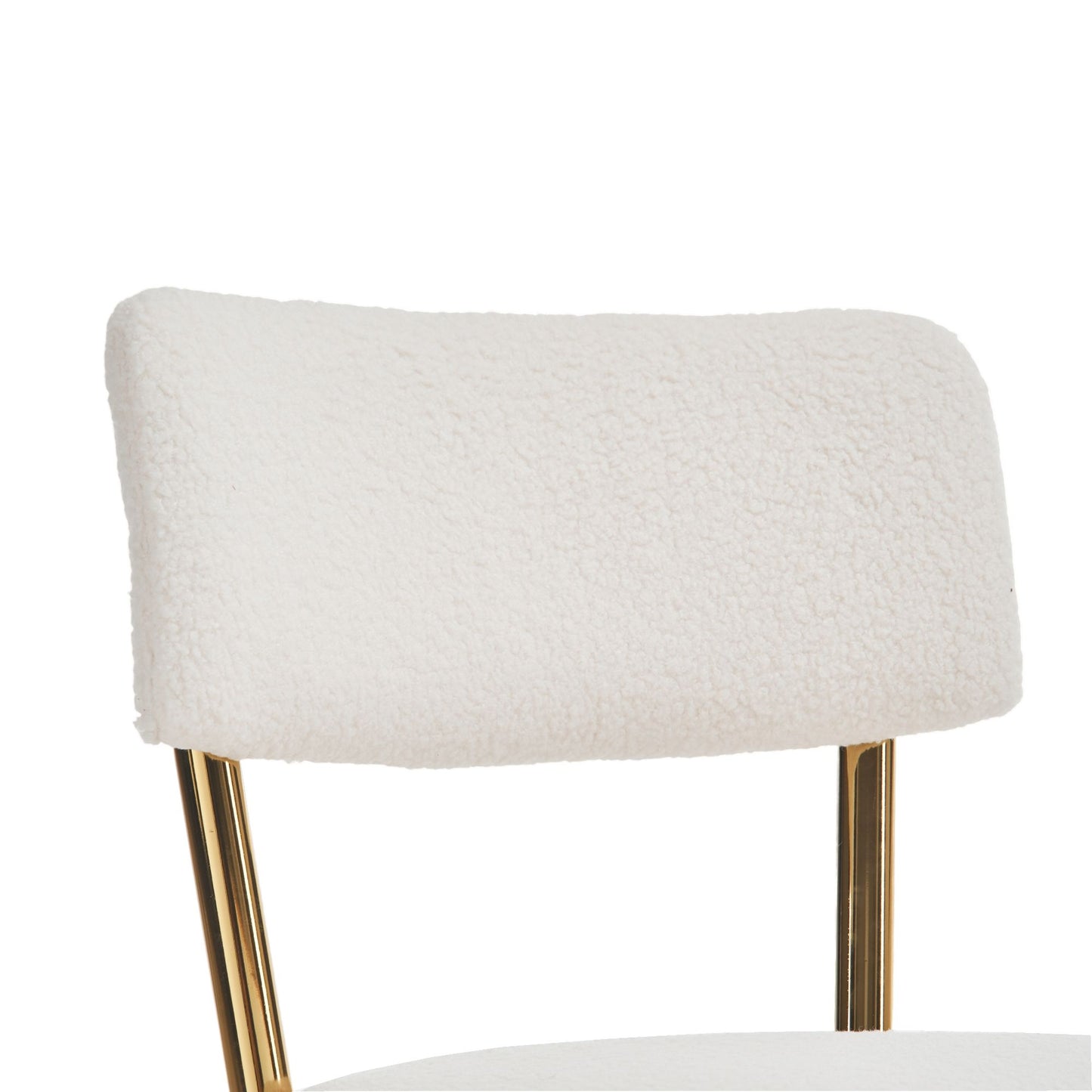 Modern Teddy Fabric Upholstered Bar Stools (Set of 2) - White / Gold