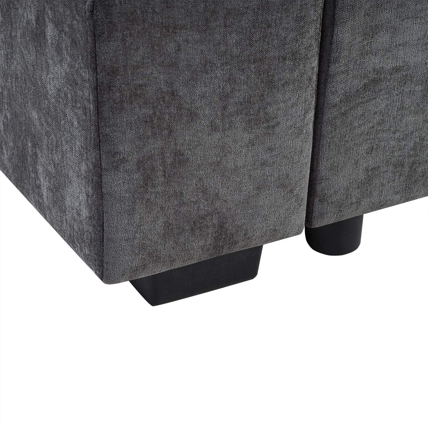 Modern L Shaped Sectional Sofa With Storage Chenille, Upholstered Couch - Gray