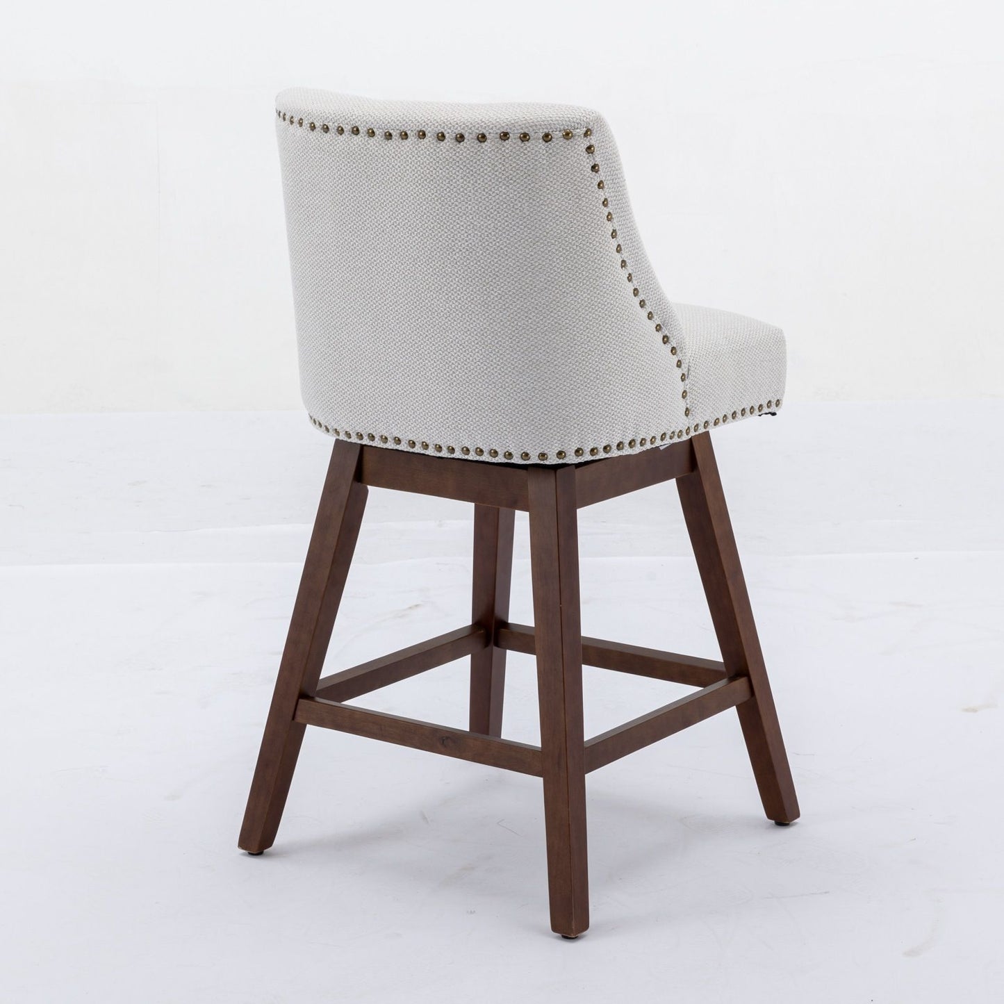 Counter Height Swivel Barstools, Upholstered Bar Stools (Set of 2) - Ivory