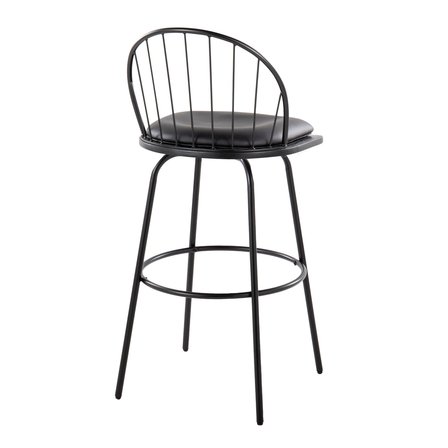 Riley - Claire Farmhouse Fixed Height Barstool With Swivel With Round Footrest (Set of 2) - Black