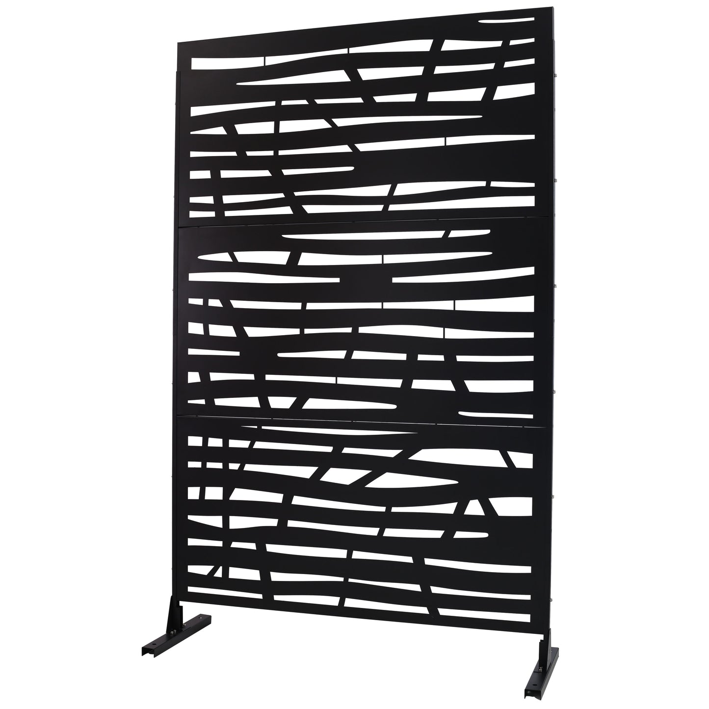 Outdoor & Indoor Privacy Screen Metal Privacy Screen, Steel Decorative Panels - Black