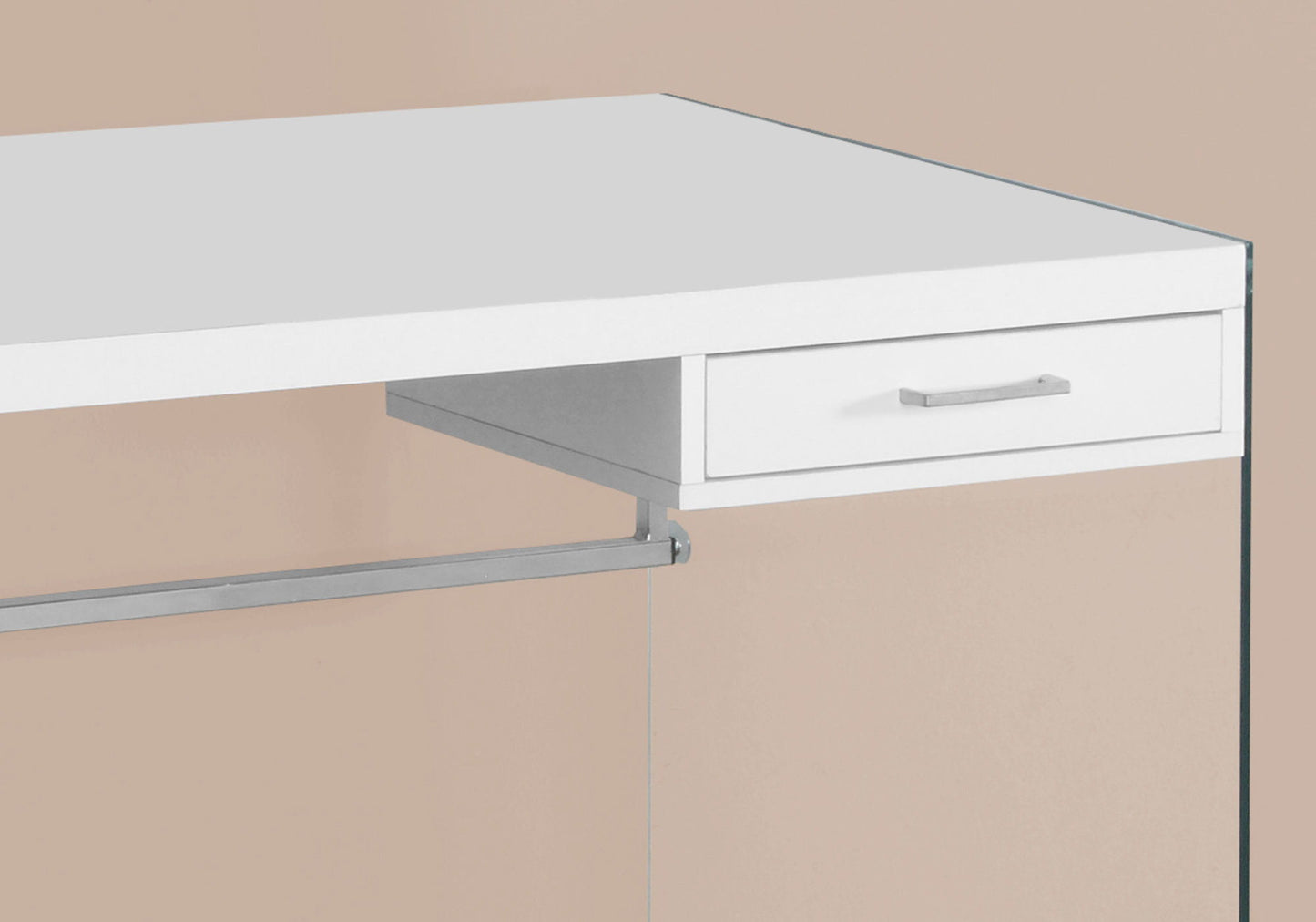 Computer Desk For Home Office, Laptop, Storage Drawers, Glossy - White