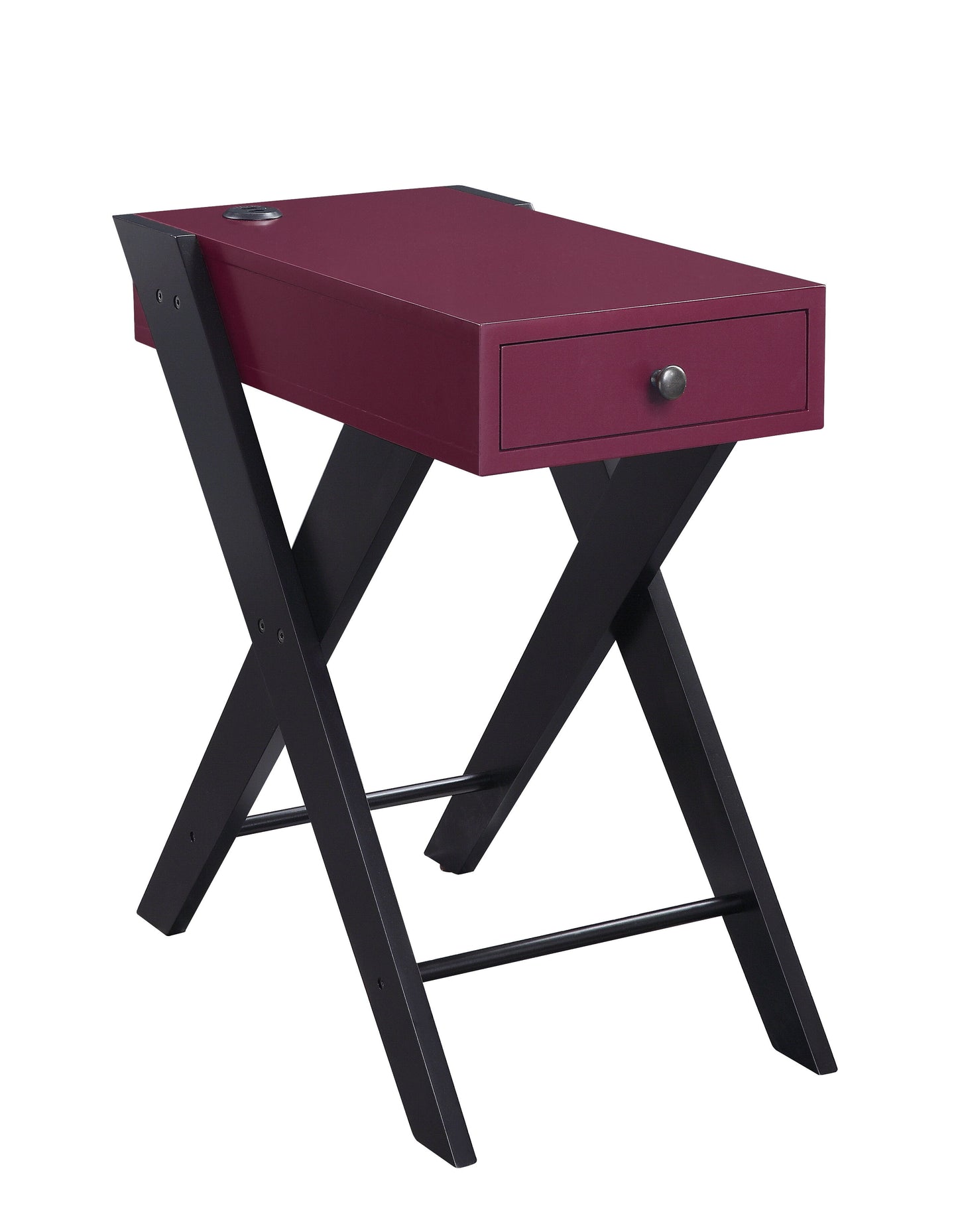 Fierce - Accent Table With Built In USB Port - Black / Burgundy