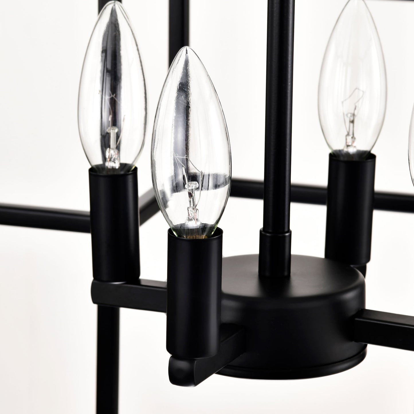 4 Light Metal Lantern Tiered Pendant Hanging Light Fixtures, Industrial Farmhouse Adjustable Height Chandeliers For Dining Room Hallway Foyer Entryway (E12 Bulbs Not Included) - Matte Black
