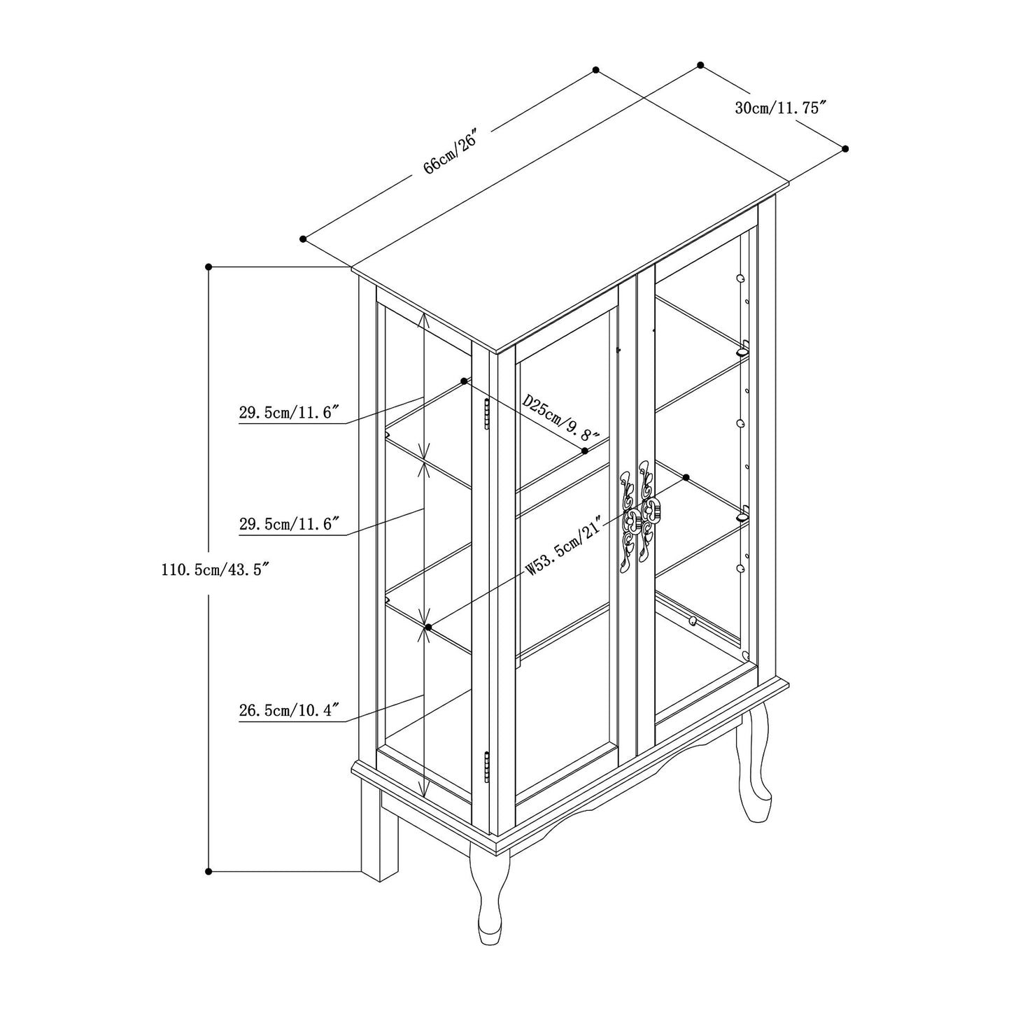 Curio Cabinet Lighted Curio Diapaly Cabinet With Adjustable Shelves And Mirrored Back Panel, Tempered Glass Doors (3 Tier), (E26 Light Bulb Not Included) - Oak