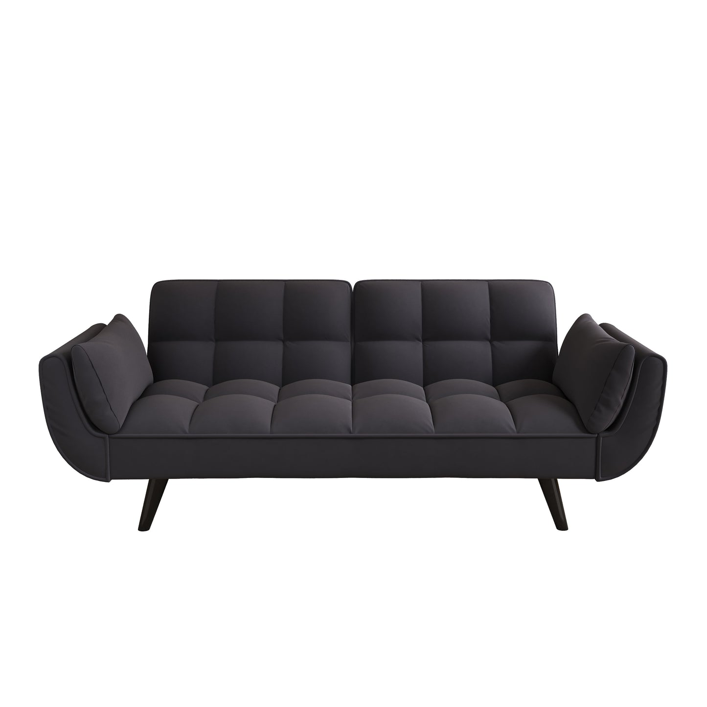 Sofa Soft Two Armrests Throw Pillow Pillow Comfortable Fit Apartment Bedroom Small Space - Black