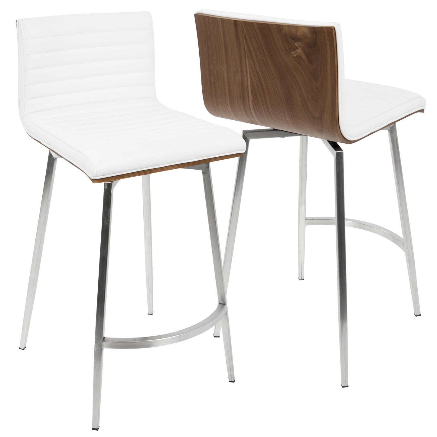 Mason - Contemporary Swivel Counter Stool (Set of 2) - Walnut / White