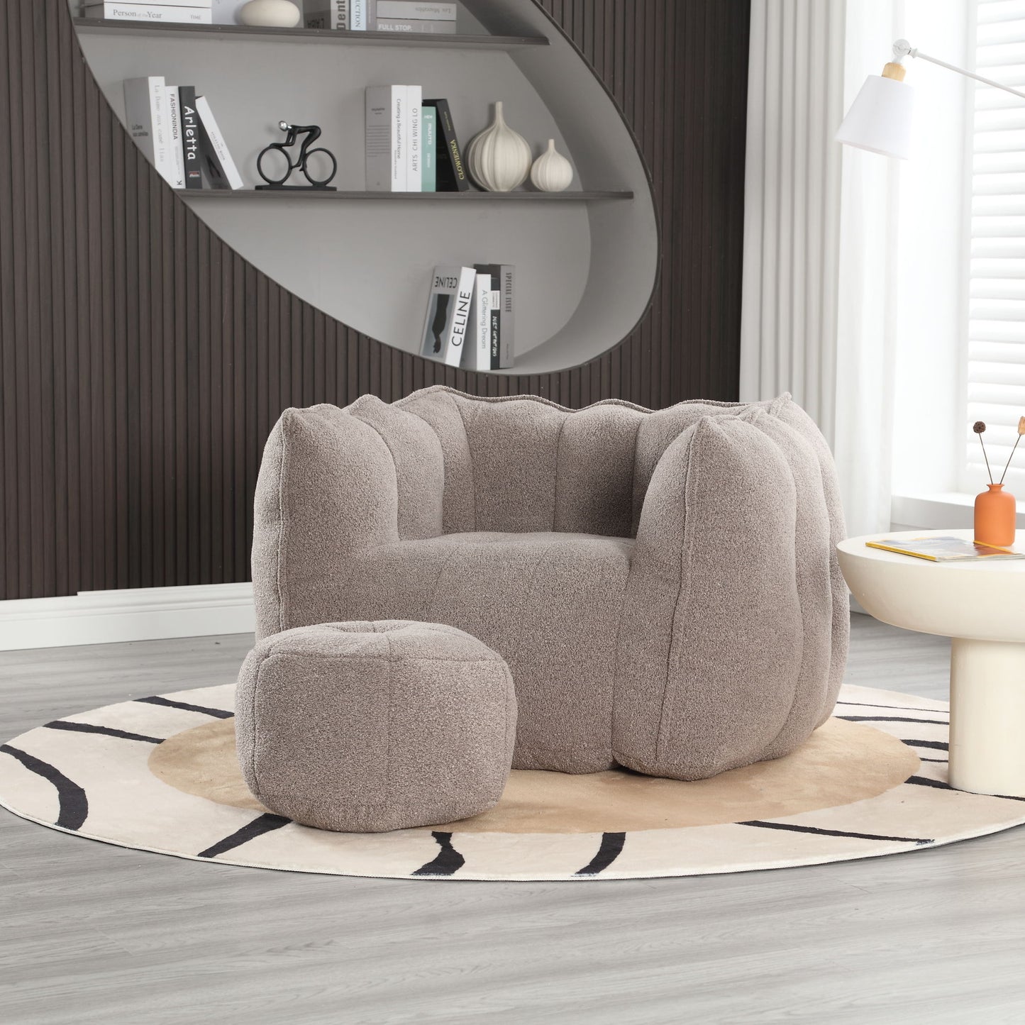 Soft Bean Bag Chair With High Resilient Foam (Chips) - Coffee