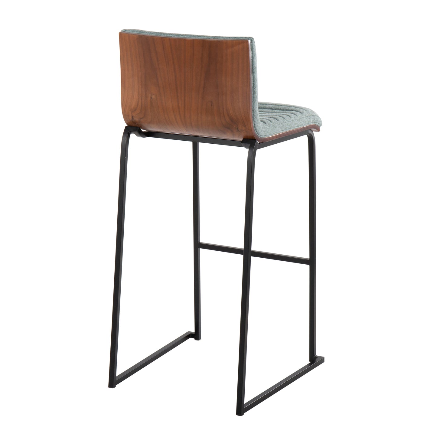 Mason Mara - Contemporary Fixed Height Barstool (Set of 2) - Black / Walnut / Green