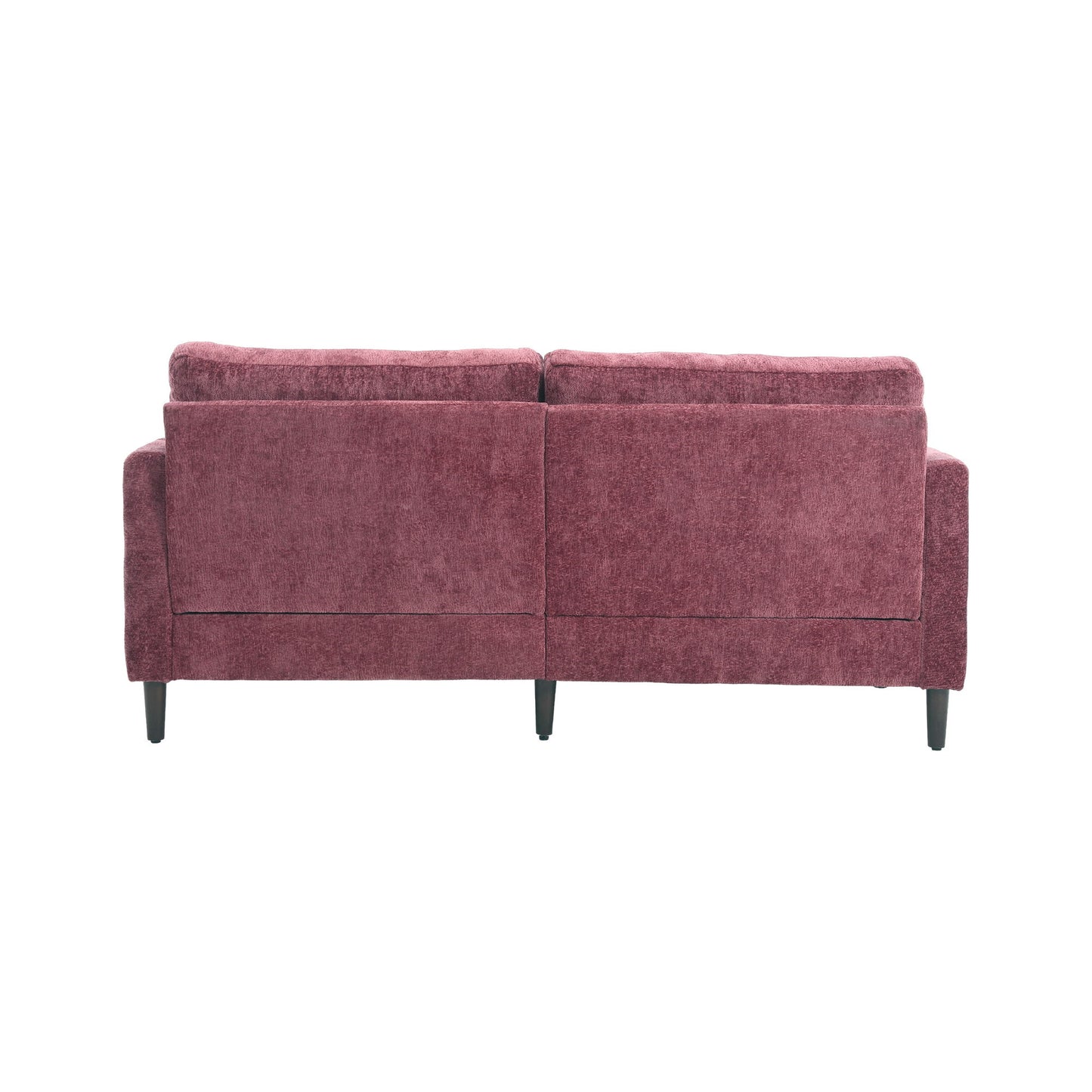 Mid Century Modern Chenille Fabric Loveseat Sofa, 2 Seat Upholstered Couch With Wood Feet - Wine Red