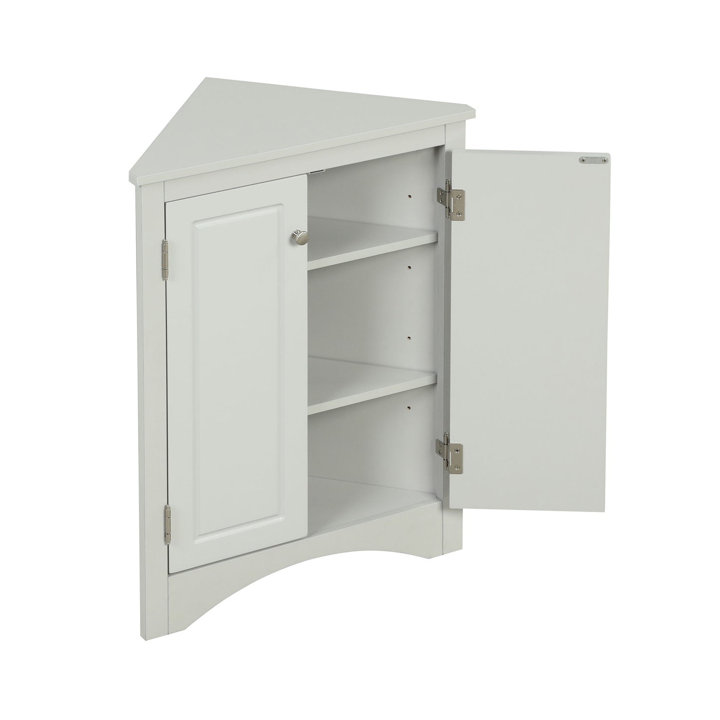 Triangle Bathroom Storage Cabinet With Adjustable Shelves, Freestanding Floor Cabinet For Home Kitchen - Gray
