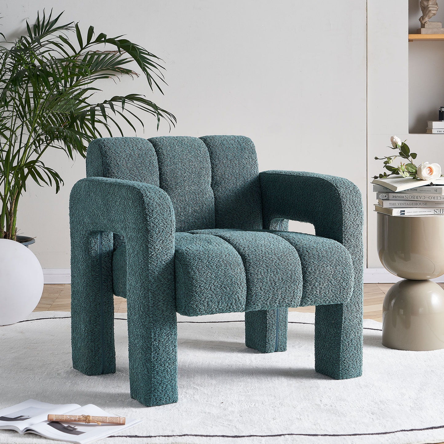 31.10" Wide Boucle Upholstered Accent Chair - Green
