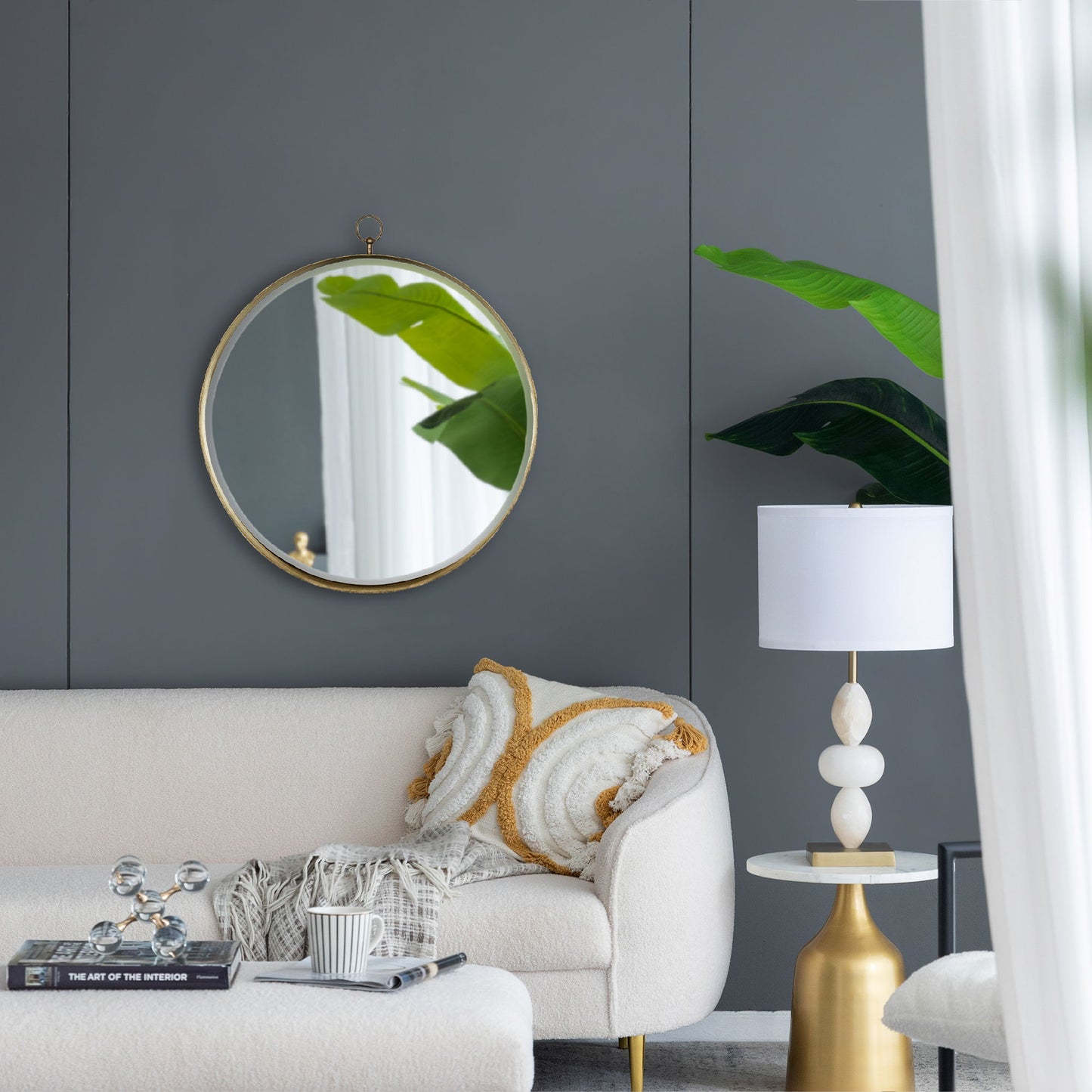 Round Mirror, Circle Mirror With Iron Frame For Living Room Bedroom Vanity, Entryway Hallway - Gold