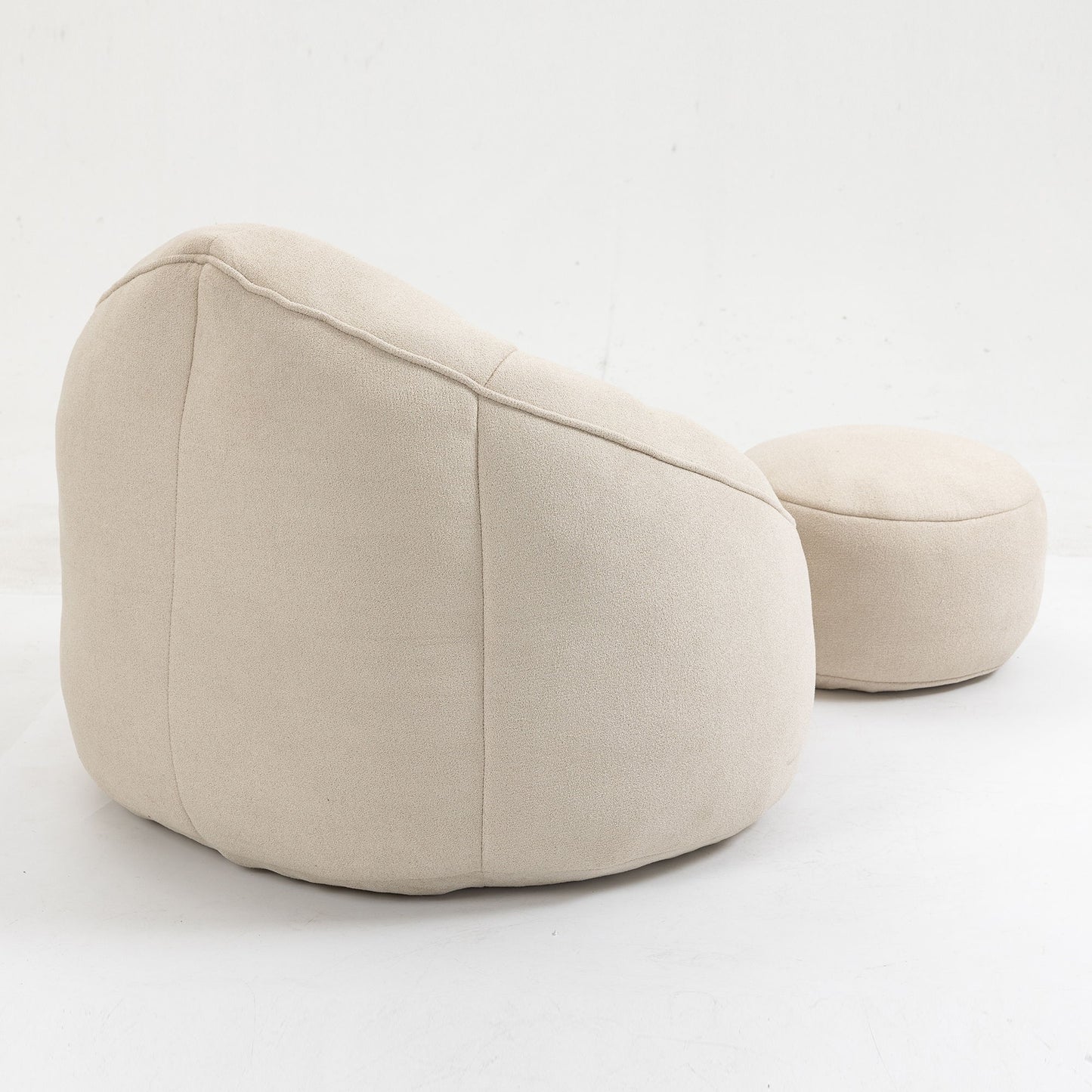 Bedding Bean Bag Sofa Chair High Pressure Foam Bean Bag Chair Adult Material With Padded Foam Padding Compressed Bean Bag With Footrest - Beige