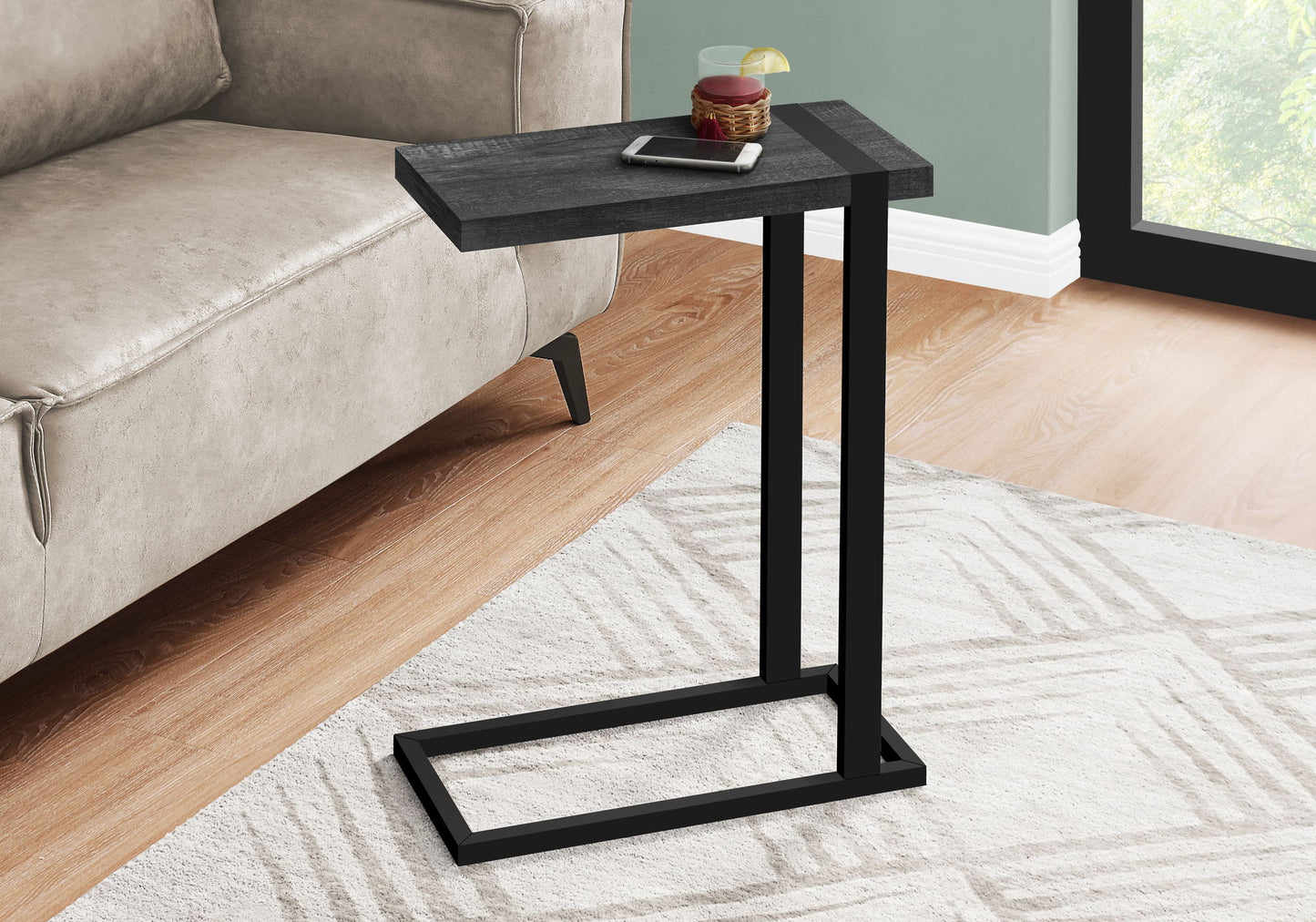 Accent Table, C - Shaped, Contemporary, Versatile Use - Black