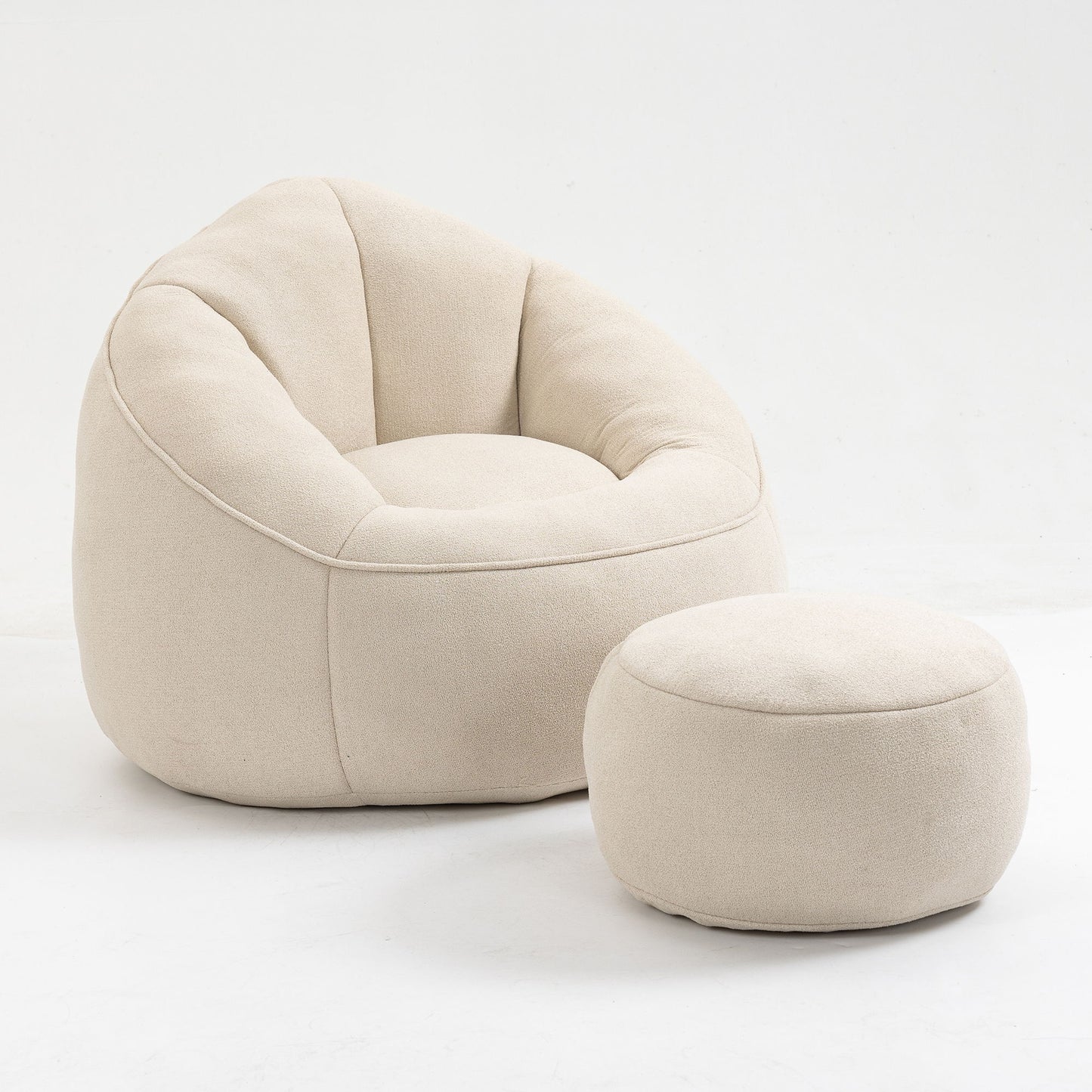 Bedding Bean Bag Sofa Chair High Pressure Foam Bean Bag Chair Adult Material With Padded Foam Padding Compressed Bean Bag With Footrest - Beige