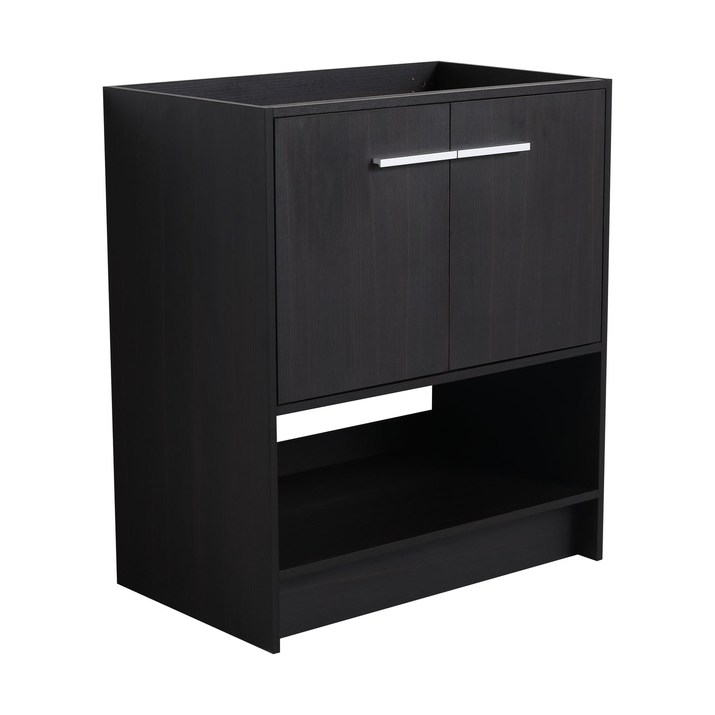 Modern Freestanding 30" Bathroom Vanity With Ceramic Sink, Soft Closing Doors Cabinet - Dark Oak