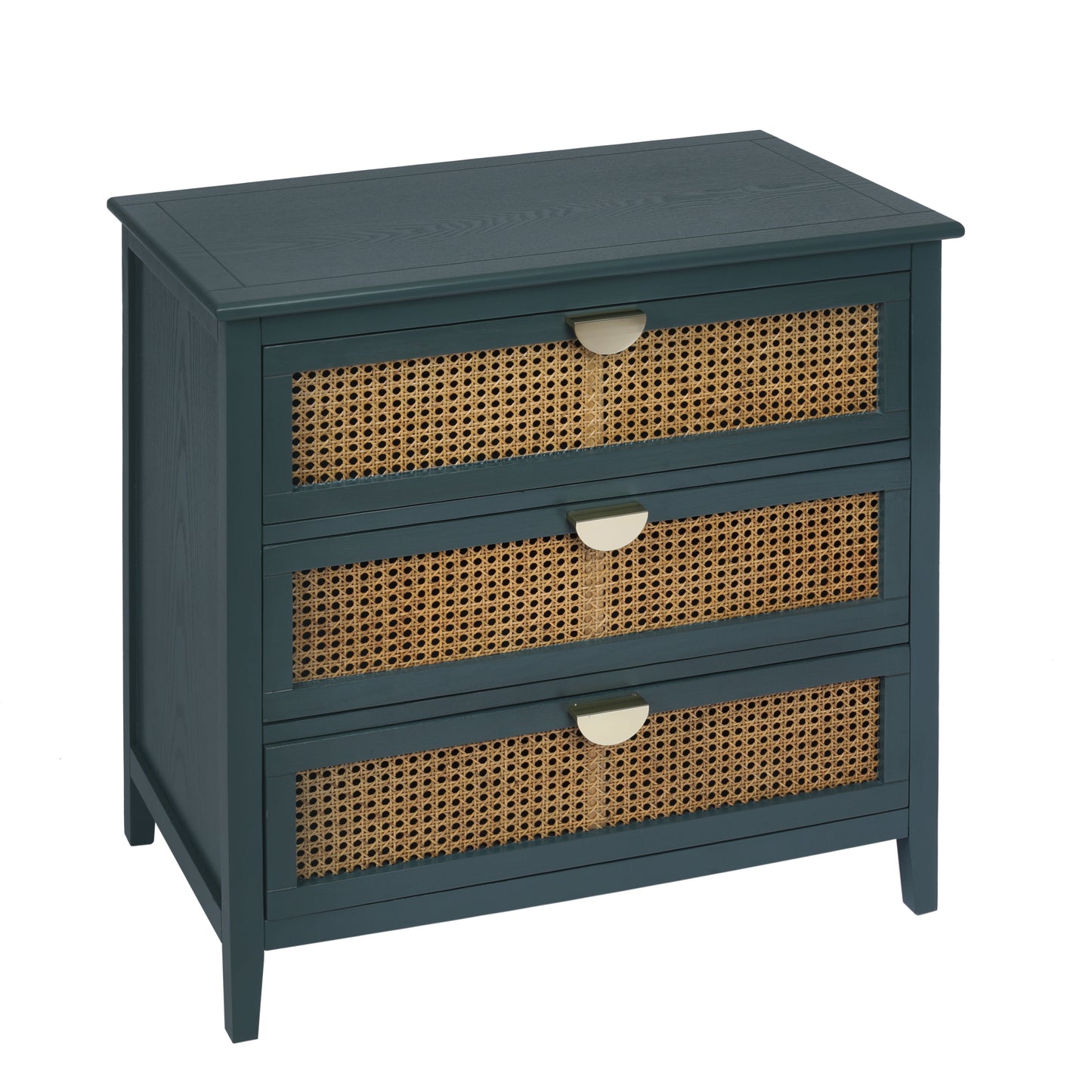 3 Drawer Cabinet - Natural Rattan, Suitable For Bedroom - Green