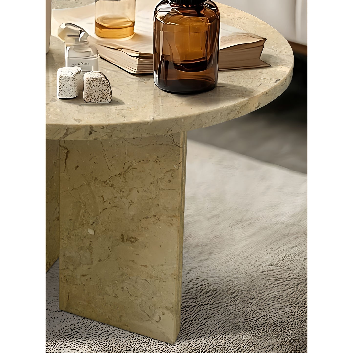 Natural Marble Coffee Table For Living Room, Genuine Marble - Glod Yellow Beige