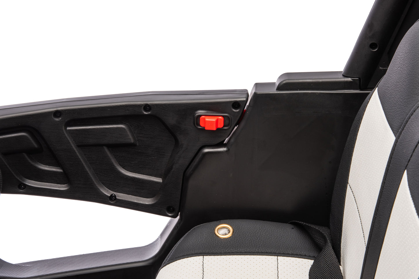 12V7A*2 30W*4 Four-Wheel Drive Leather Seat One Button Start, Forward And Backward, High And Low Speed, Music, Front Light, Power Display, Two Doors Can Open, 2.4G R / C, Seat Belt Four Wheel Absorber - Black