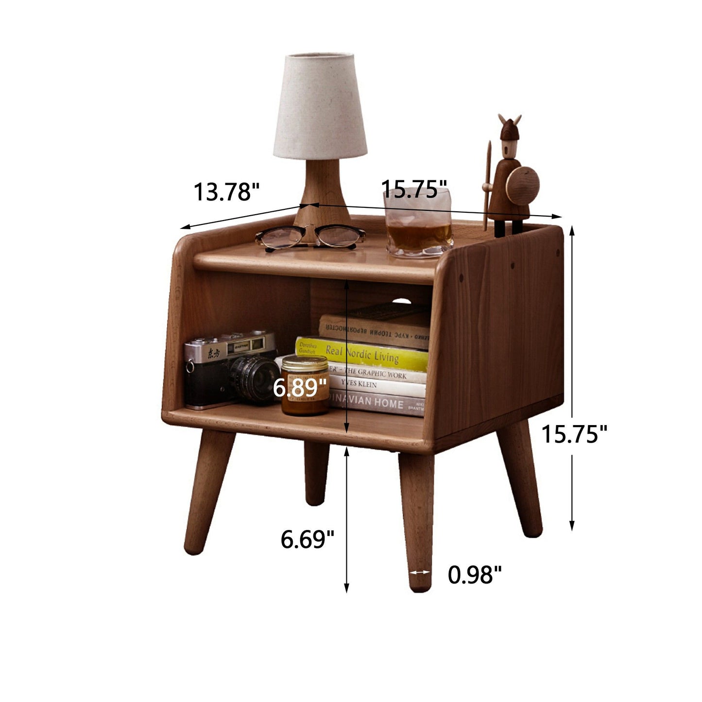 Bedside Cabinet, Modern Simple Nightstands European Beech - Brown