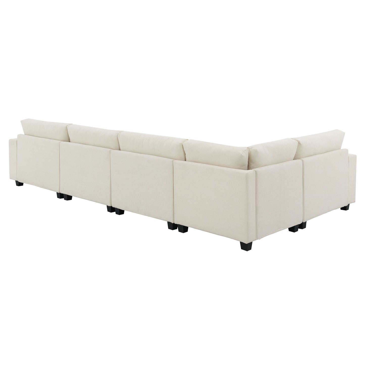 U Shaped Sectional Sofa 6 Seat Couch Set With Oversized Ottoman, Hidden Armrest Storage And Cup Holders USB Charging Ports Wide Seat Sofa - Off White