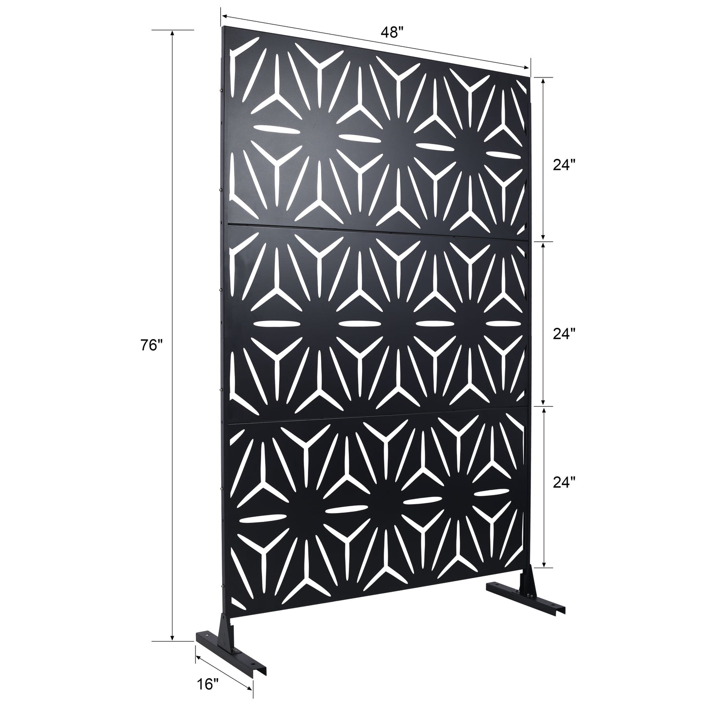 Outdoor & Indoor Privacy Screen, Metal Privacy Screen, Freestanding Decorative Privacy Screen For Deck Balcony Patio - Black