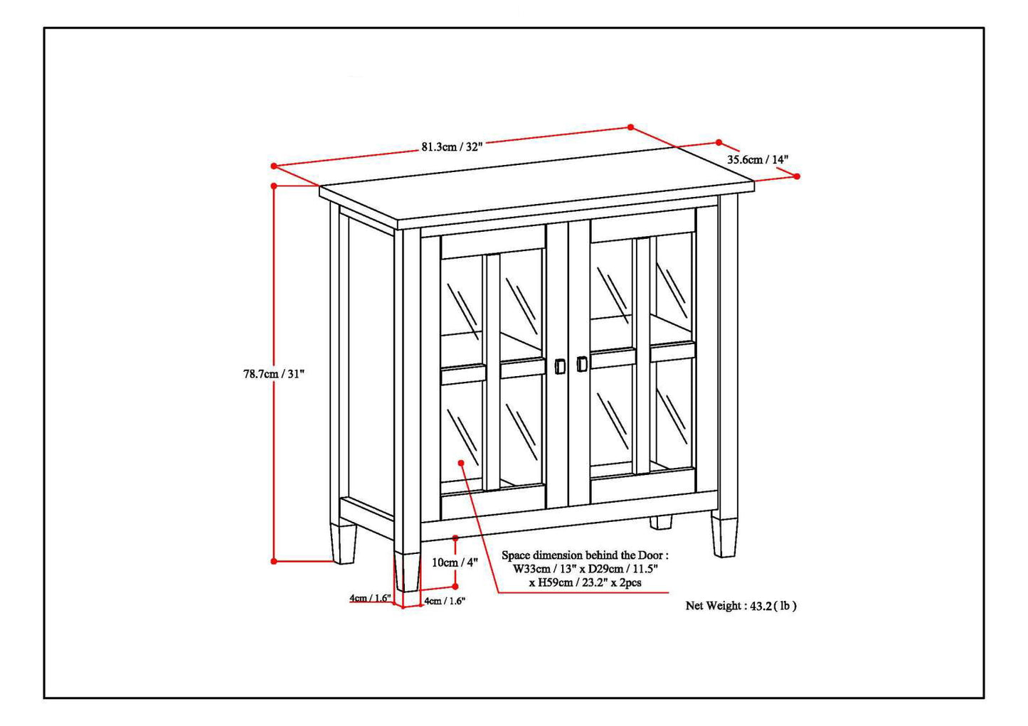 Warm Shaker - Low Storage Cabinet - Tobacco Brown