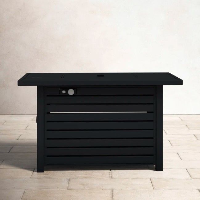 Propane / Gas Outdoor Fire Pit Table With Lid - Black
