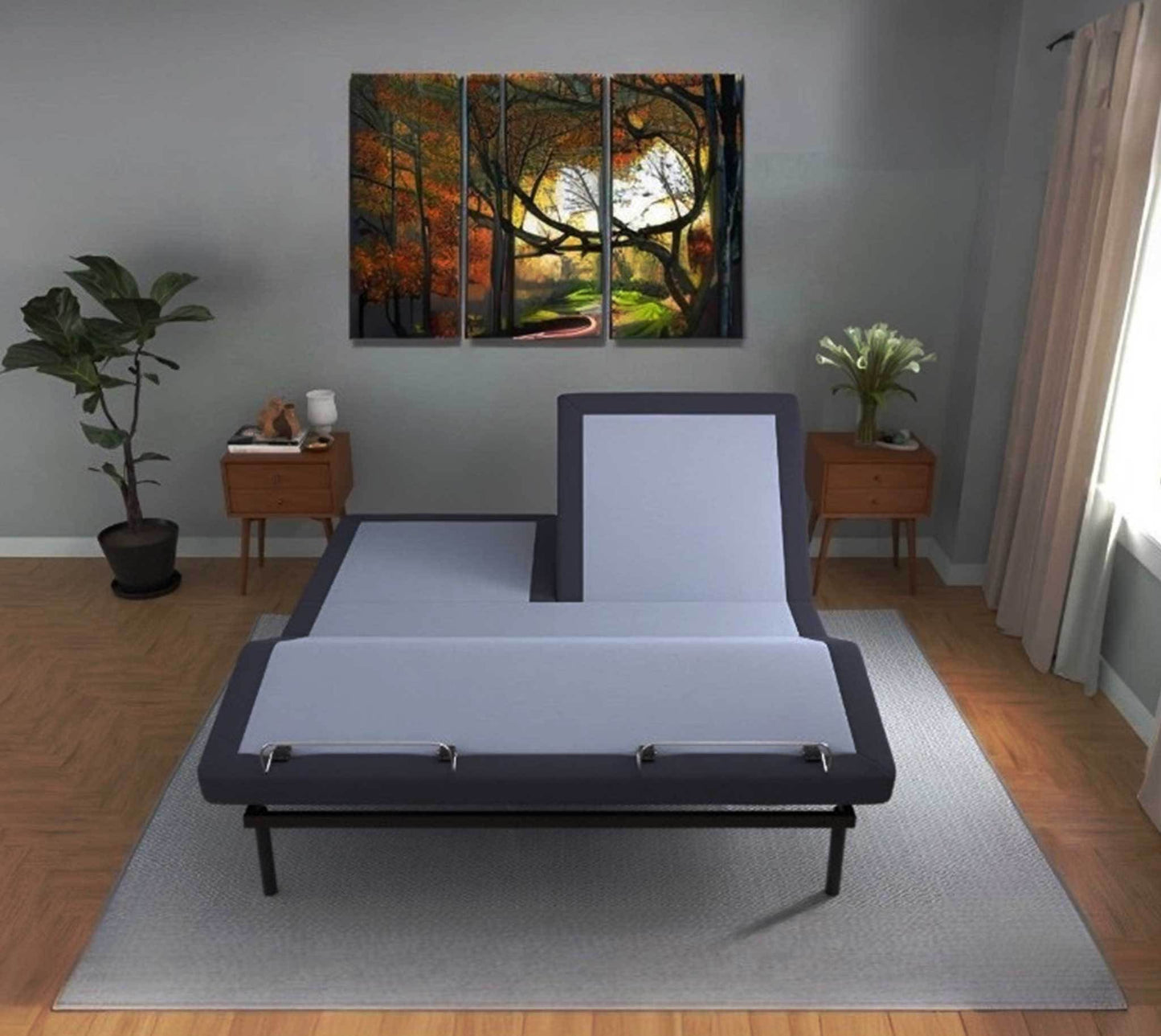 Bt3000 - Flex Head California King Adjustable Bed Base With Head And Foot Position Adjustment - Blue / Gray