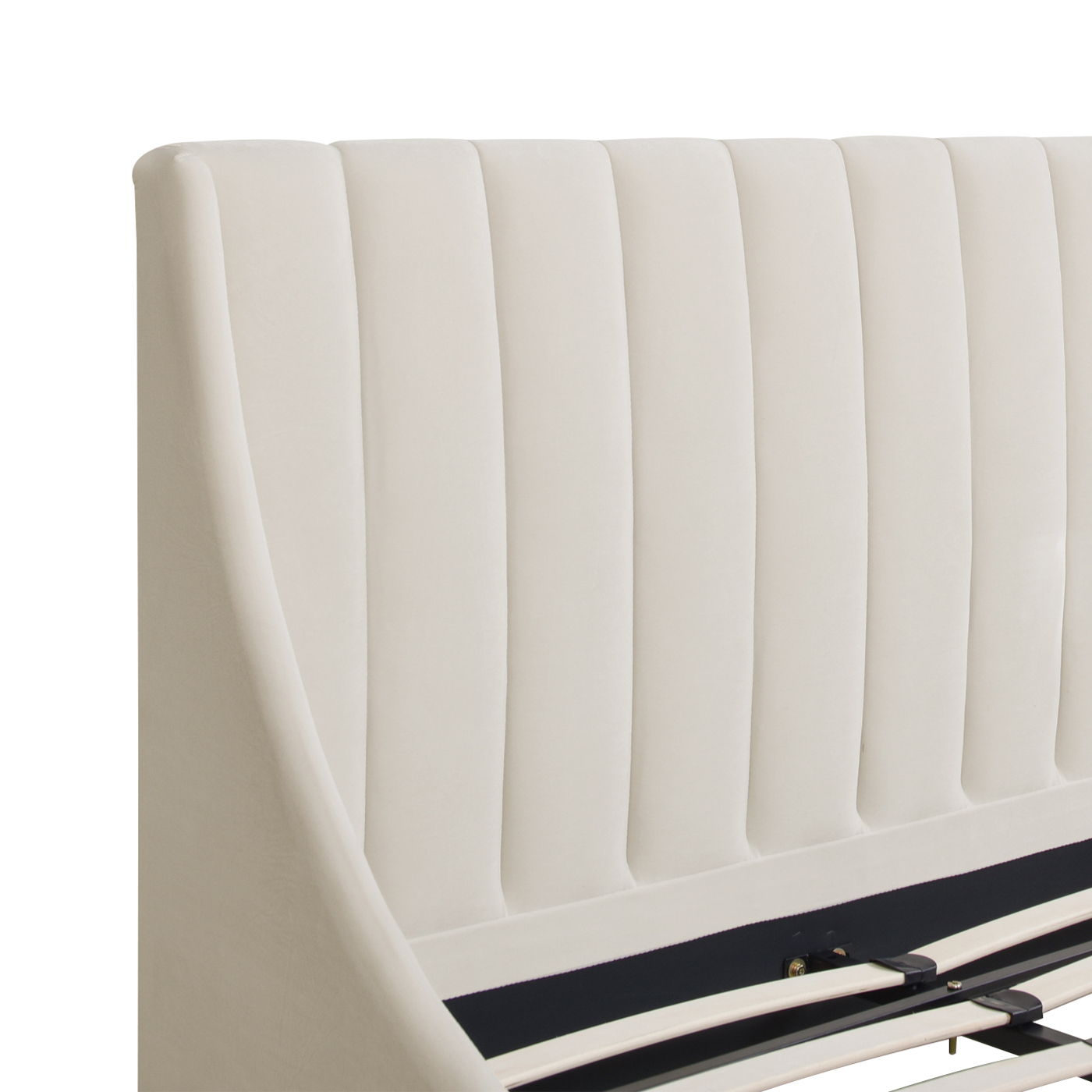 Aspen - King Vertical Tufted Headboard Platform Bed Set - French Beige