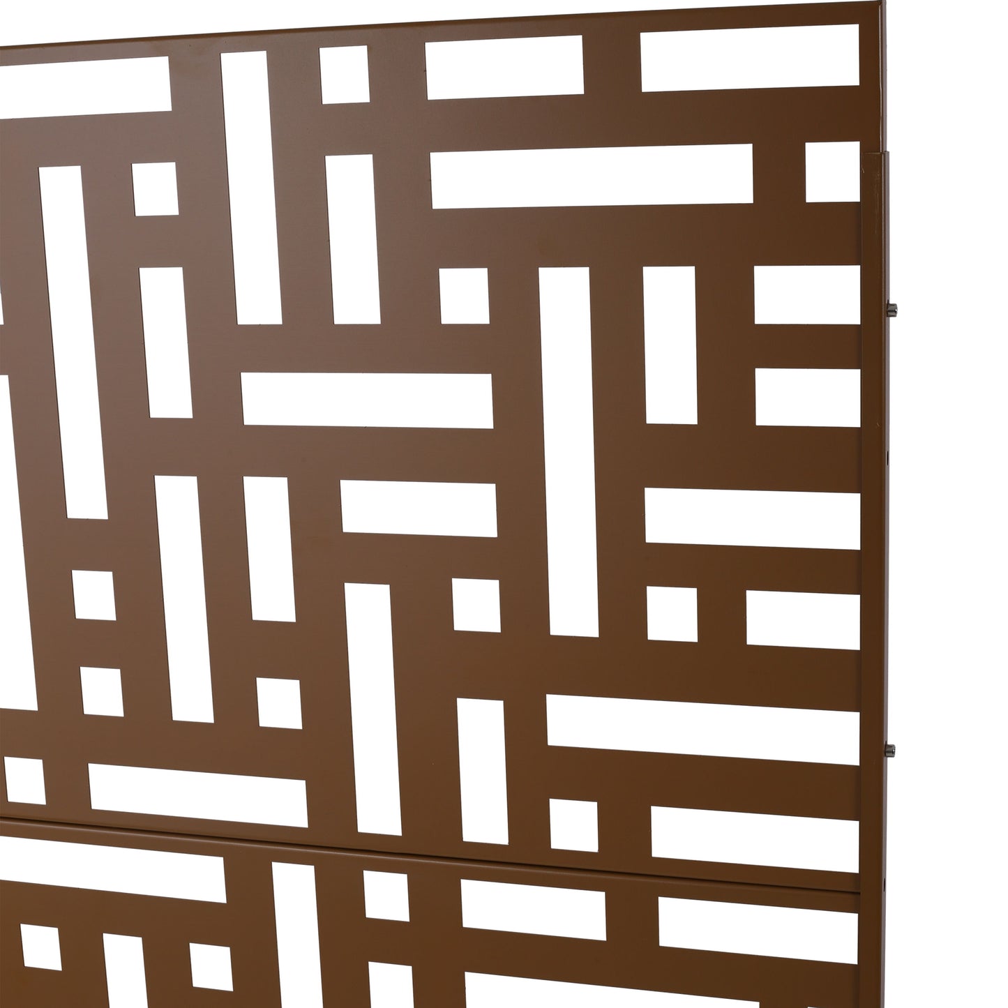 Outdoor & Indoor Privacy Screen Metal Privacy Screen, Freestanding Decorative Privacy Screen - Brown