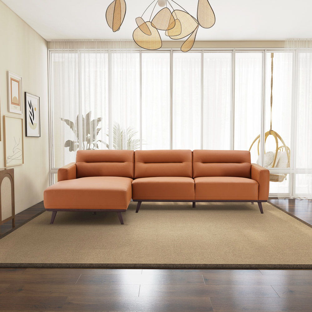 Ella - L-Shaped Left Sectional Couch - Cognac