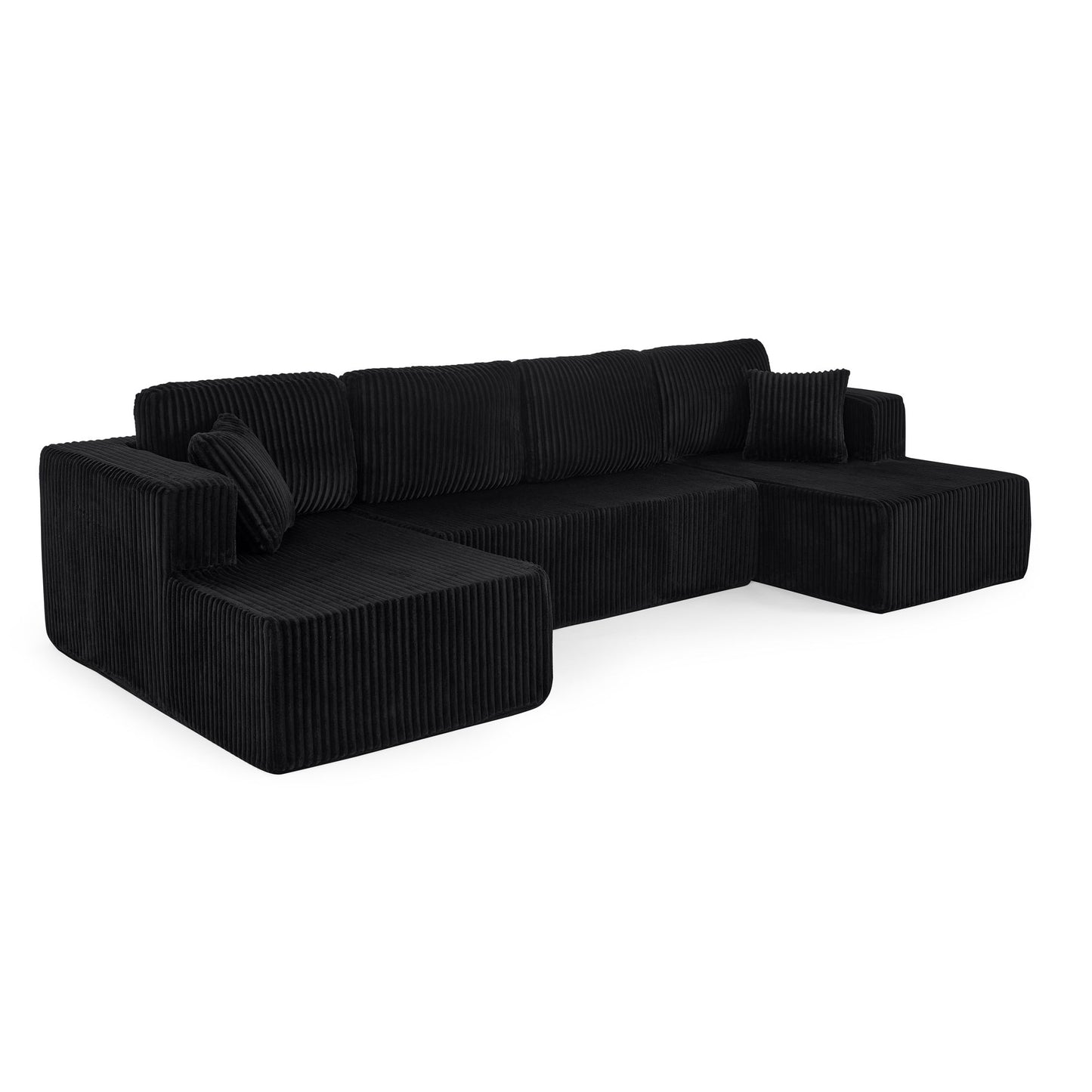 Modern Minimalist U - Shape Modular Sectional Sofa Sleeper - Black
