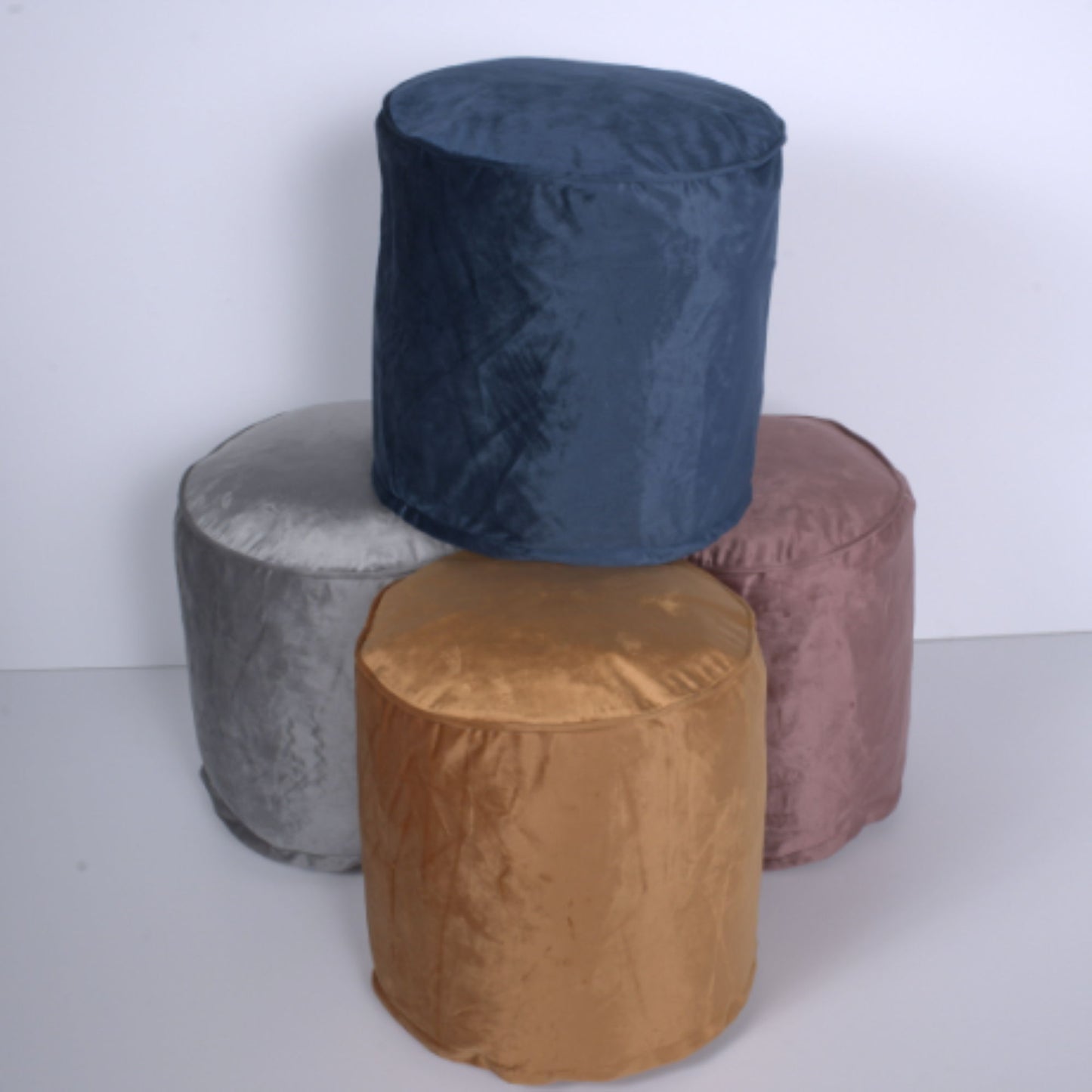 Shimon - Cylinder Pouf Ottoman And Floor Cushion - Pewter Gray