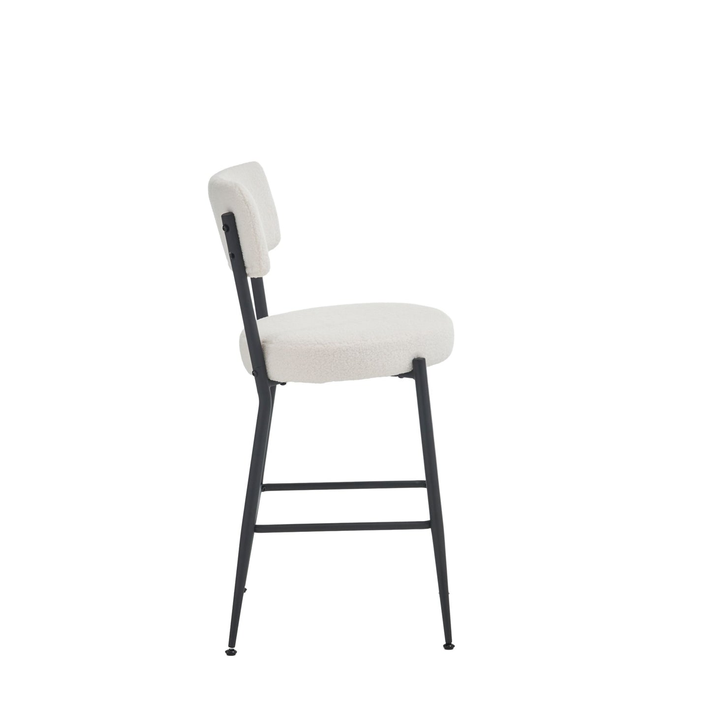 Modern Teddy Fabric Upholstered Bar Stools (Set of 4) - White