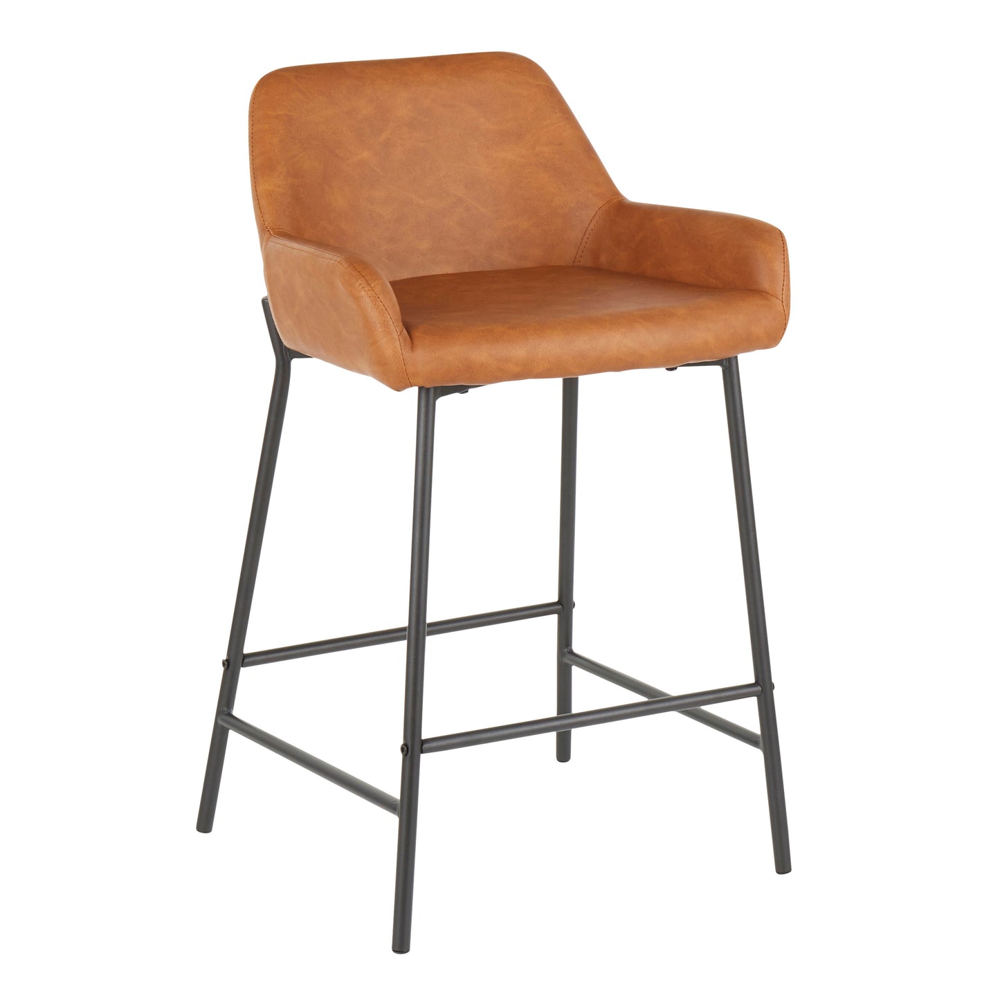 Daniella - Industrial Counter Stool (Set of 2) - Black / Camel