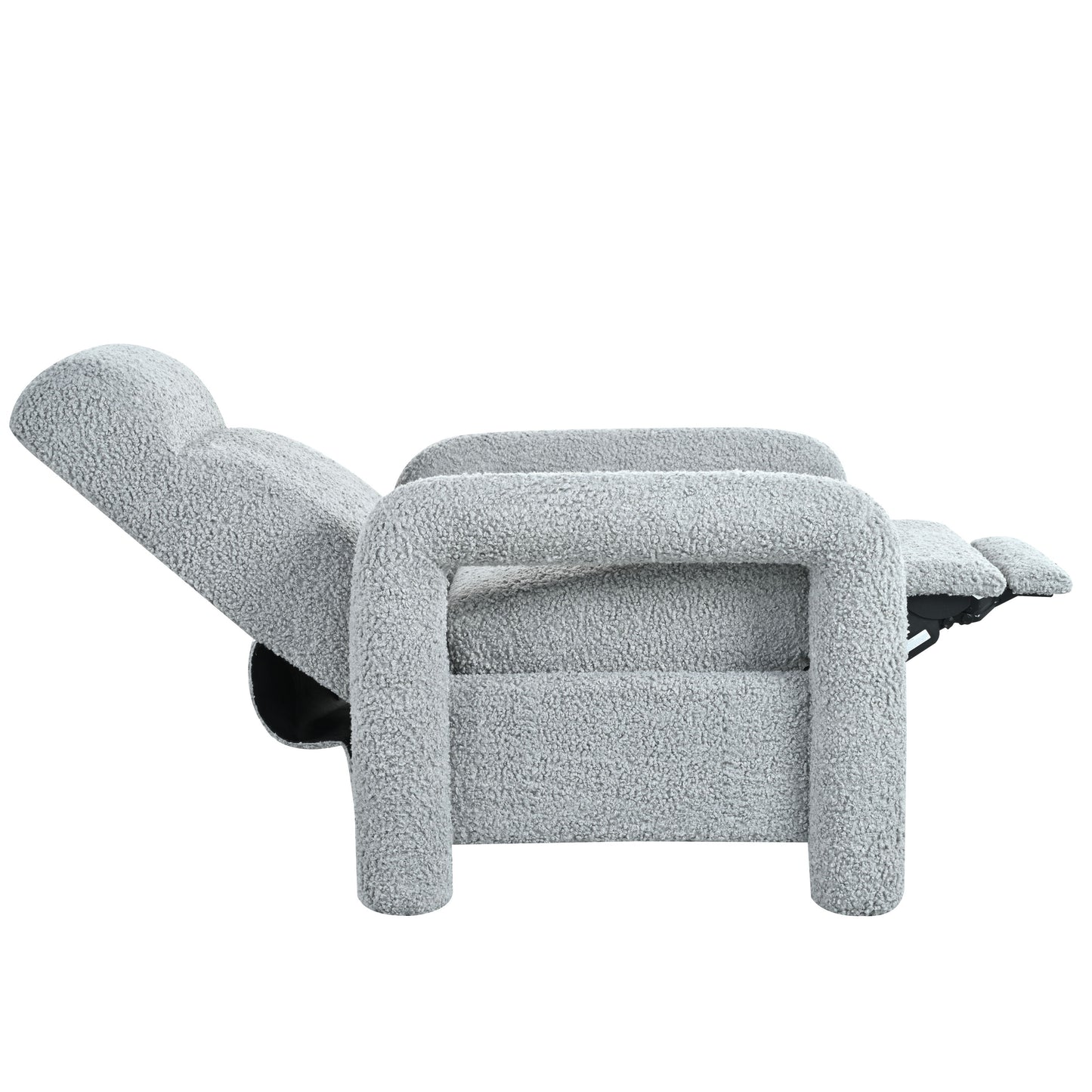 Push Back Recliner Armchair Upholstered Single Sofa With Adjustable Backrest For Living Room - Light Gray