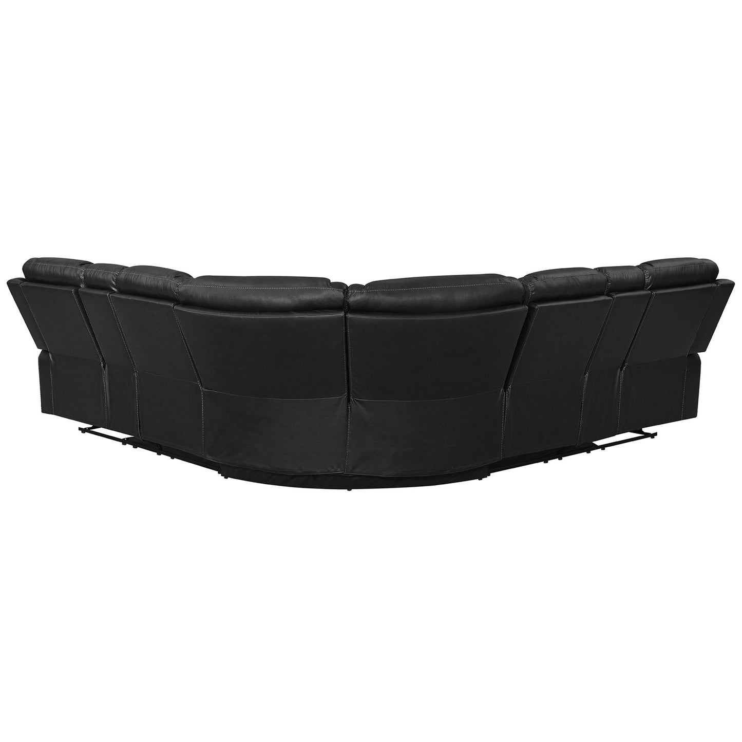 Manual Reclining Sectional Sofa Set L Shaped Symmetrical Motion Sofa Corner Couch Sets With Storage Boxes, 4 Cup Holders And LED Light Strip For Living Room - Black