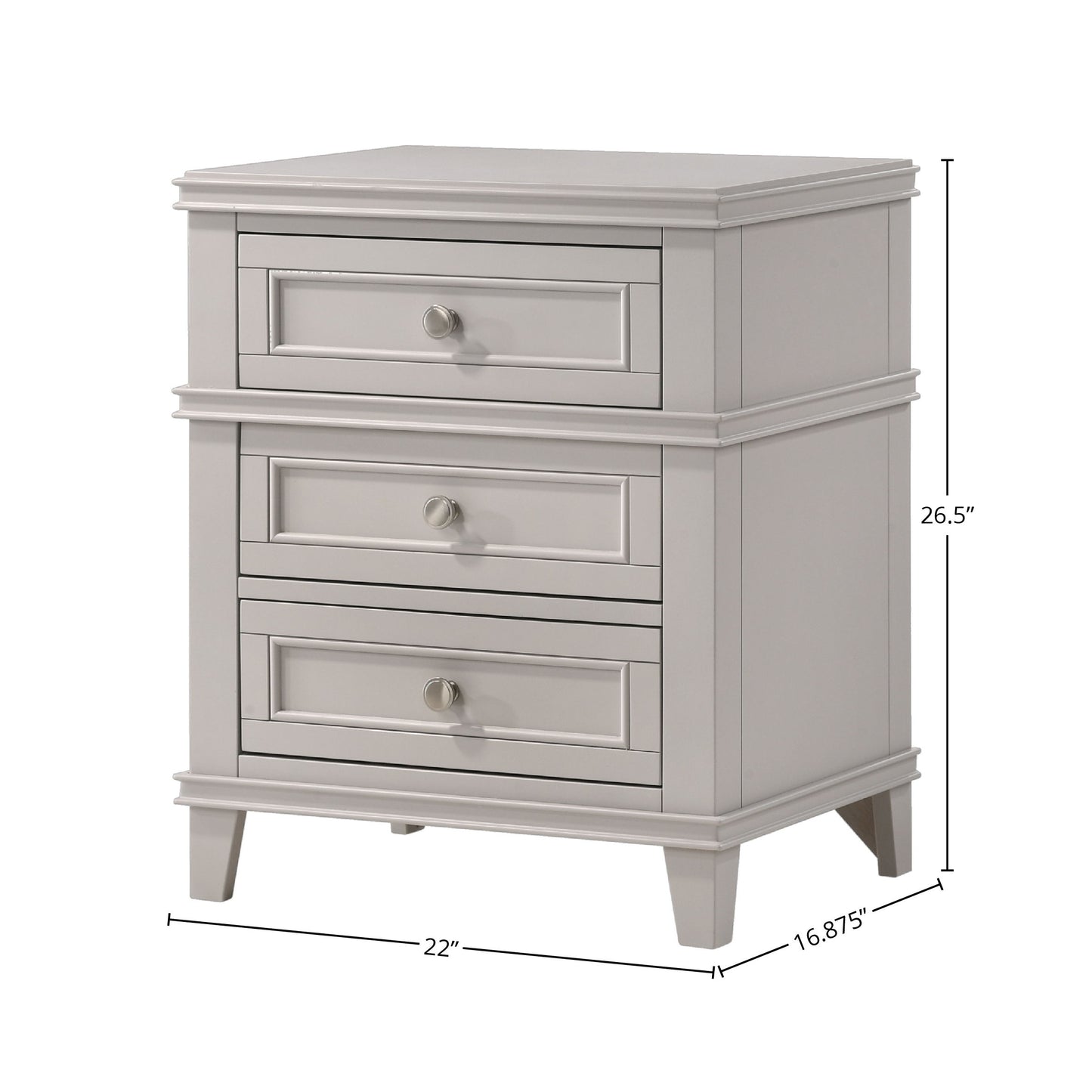 3 Drawer Nightstand With USB - Gray