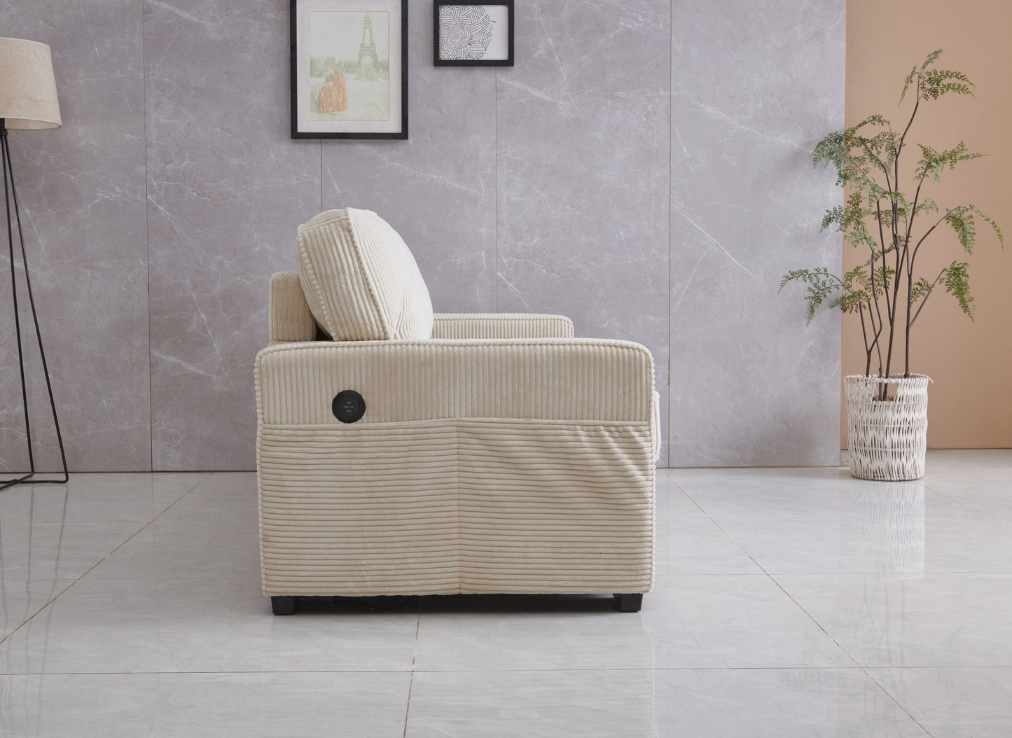 Stationary Loveseat - Cream
