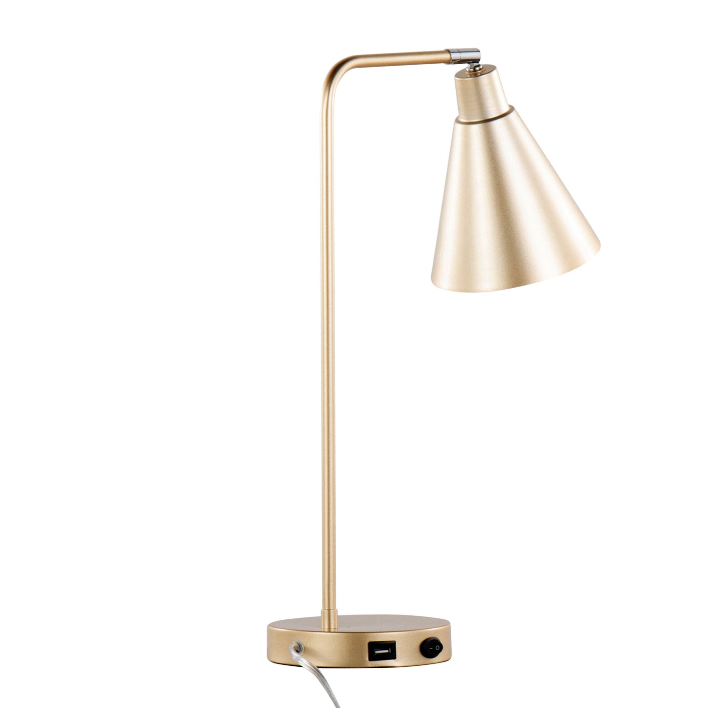 Pix - Contemporary Task Lamp Built In USB Port - Champagne Gold / White