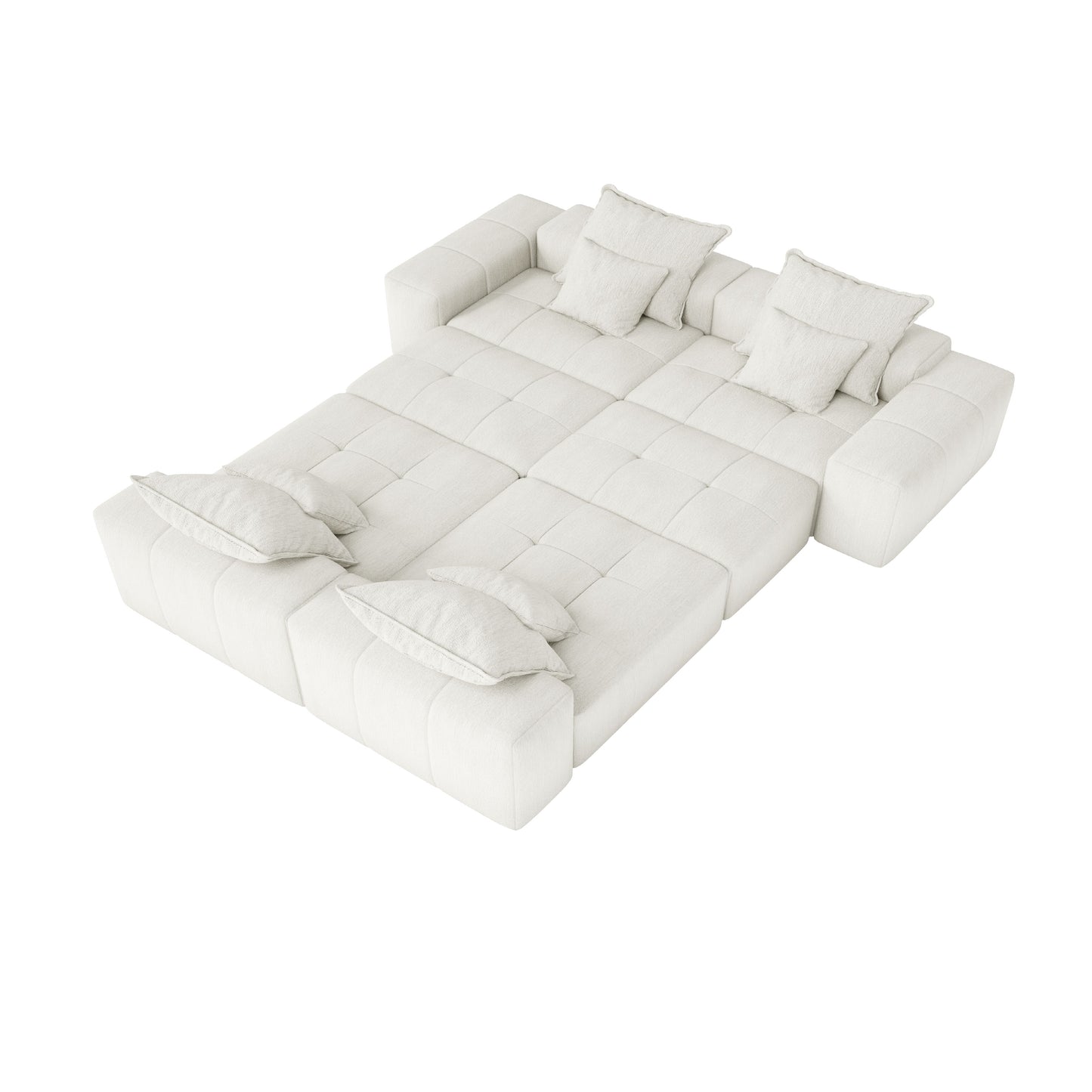 Modern Oversized Modular Sectional Sofa, Sparkling Chenille Fabric Soft Cushion Sofa With 8 Pillows, 8 Pieces Diy Combination Tufted Sofa, No Assembly Required - Beige