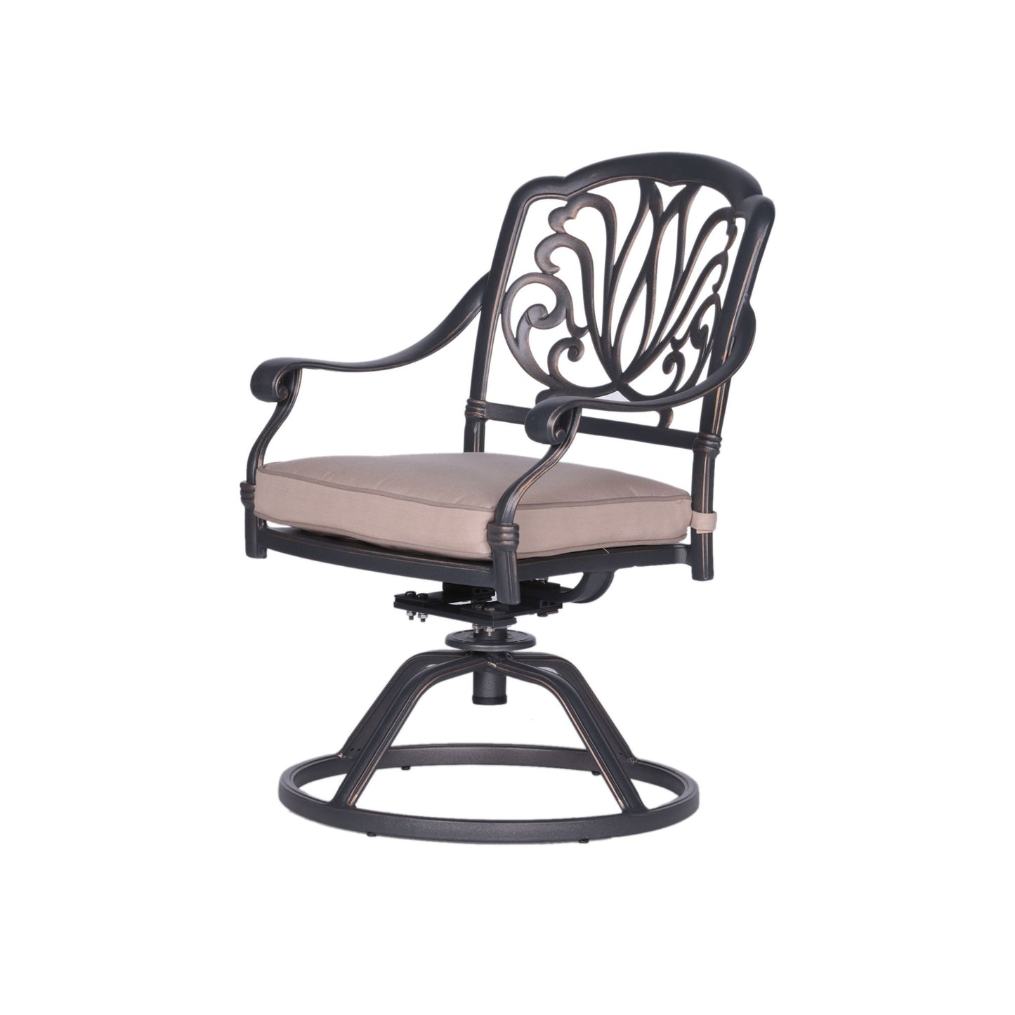 Square 8 Person 64" Long Aluminum Dining Set With Sunbrella Cushions With Swivel And Rocking Chairs - Gray / Ivory