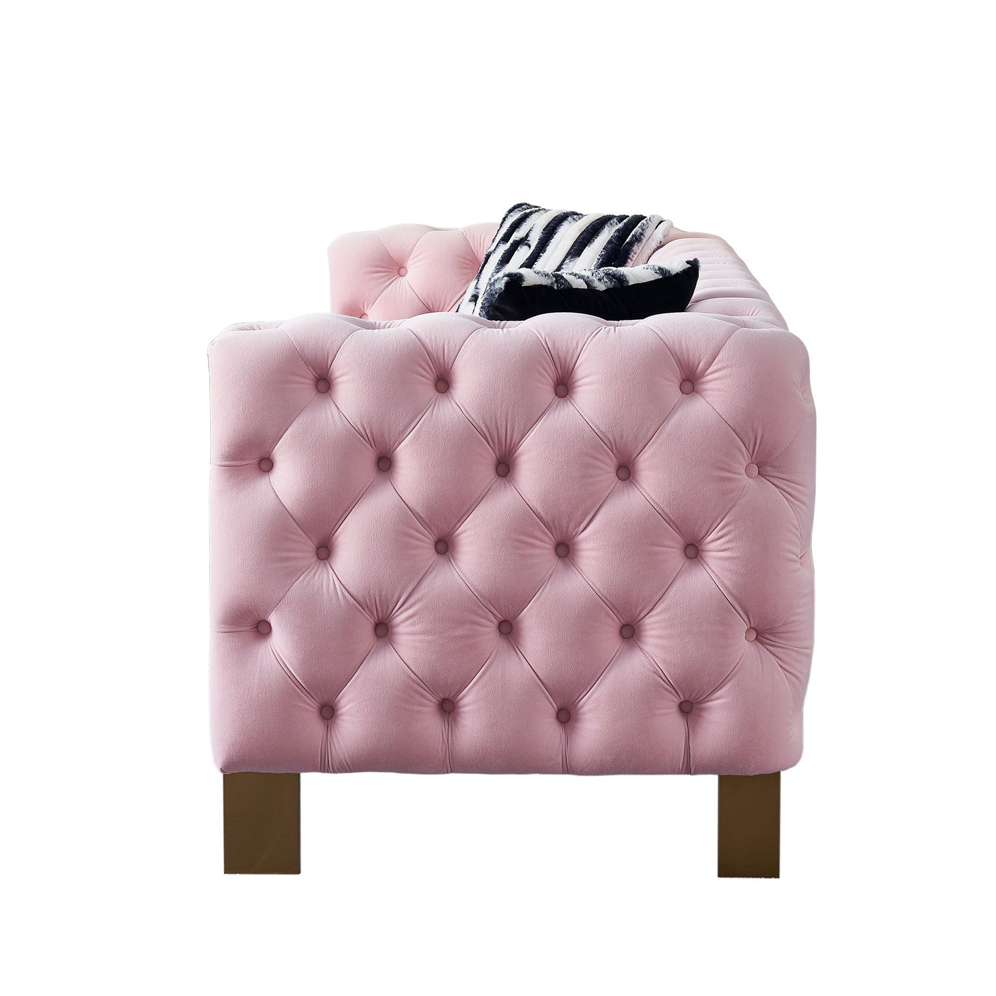 Chesterfield - Modern Tufted Velvet Living Room Sofa, 84.25''W Couch - Pink