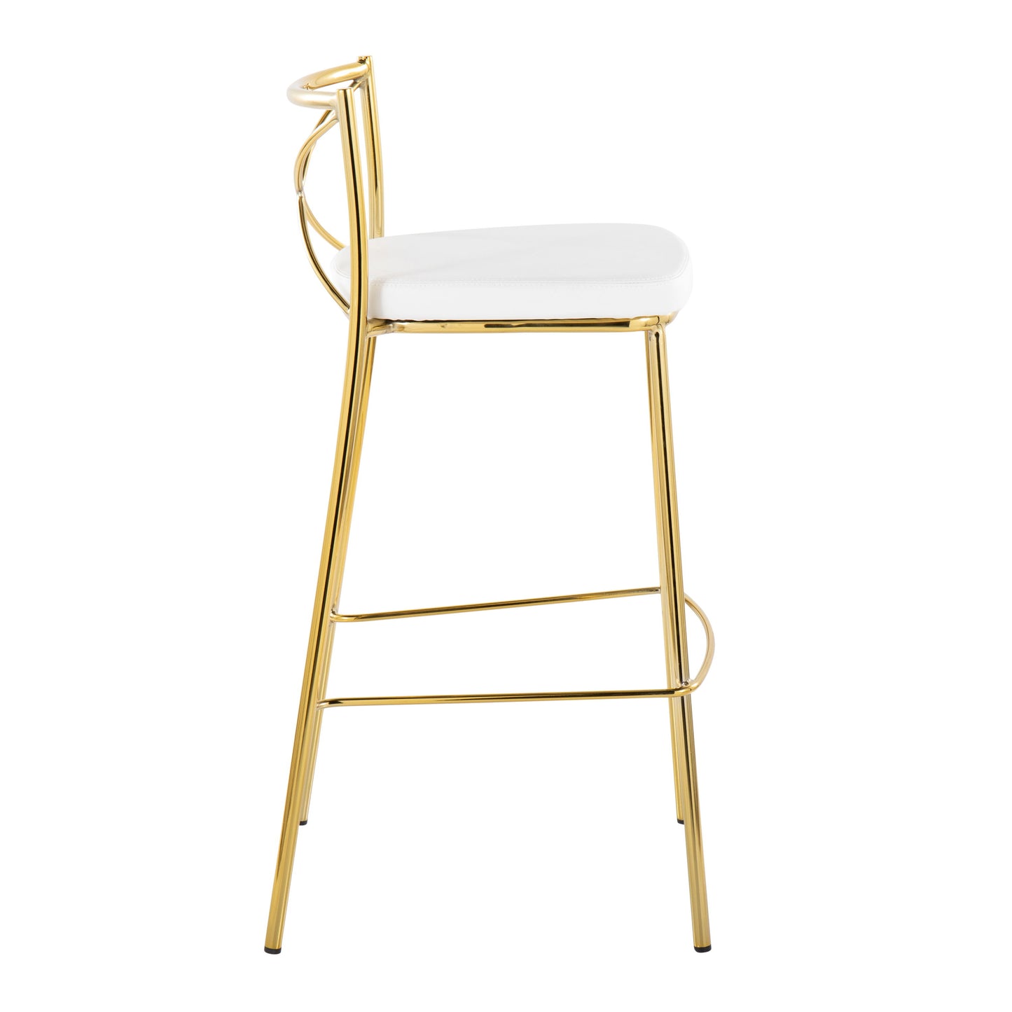 Modern Charlotte - Contemporary Fixed Height Barstool (Set of 2) - Gold / White