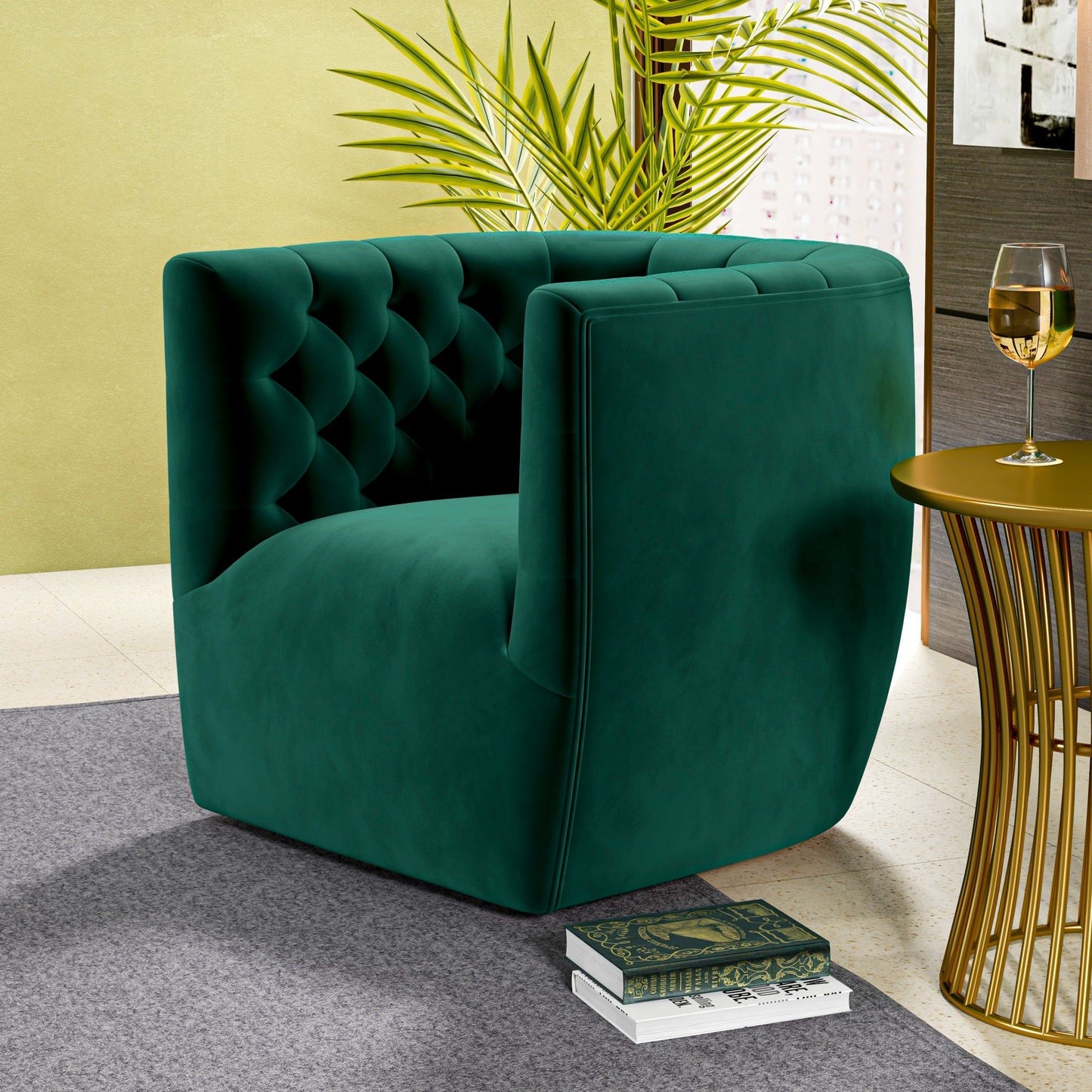 Delaney - Swivel Stylish Chair - Green