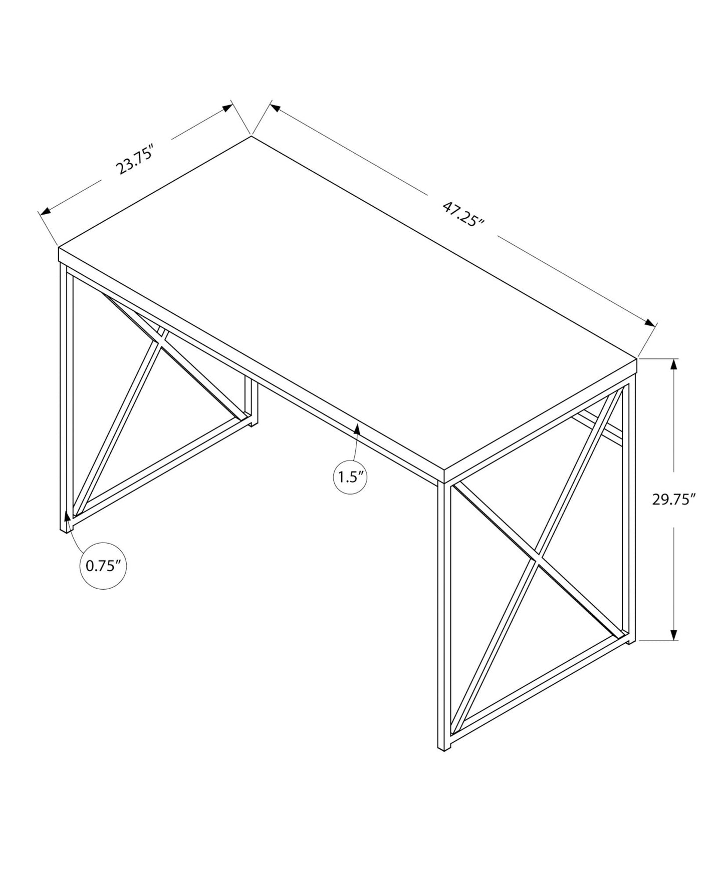 Computer Desk For Home Office, Laptop, Glossy Contemporary & Modern - White
