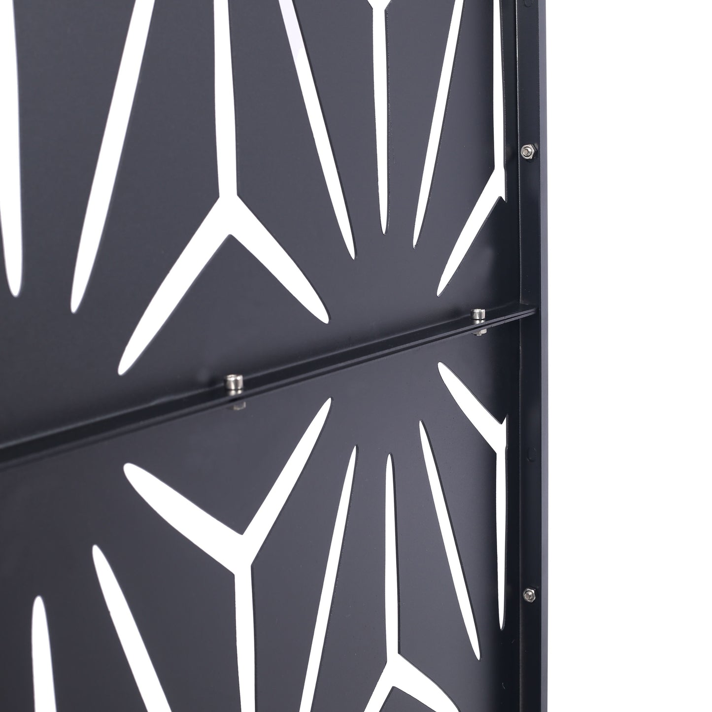 Outdoor & Indoor Privacy Screen, Metal Privacy Screen, Freestanding Decorative Privacy Screen For Deck Balcony Patio - Black