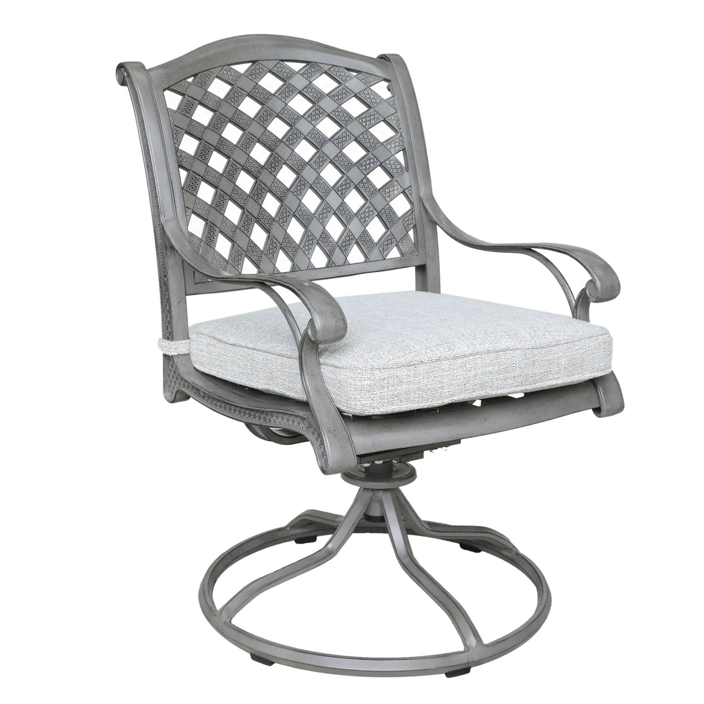 Outdoor 7 Piece Aluminum Dining Set With Cushion With Swivel And Rocking Chairs - Golden Gauze